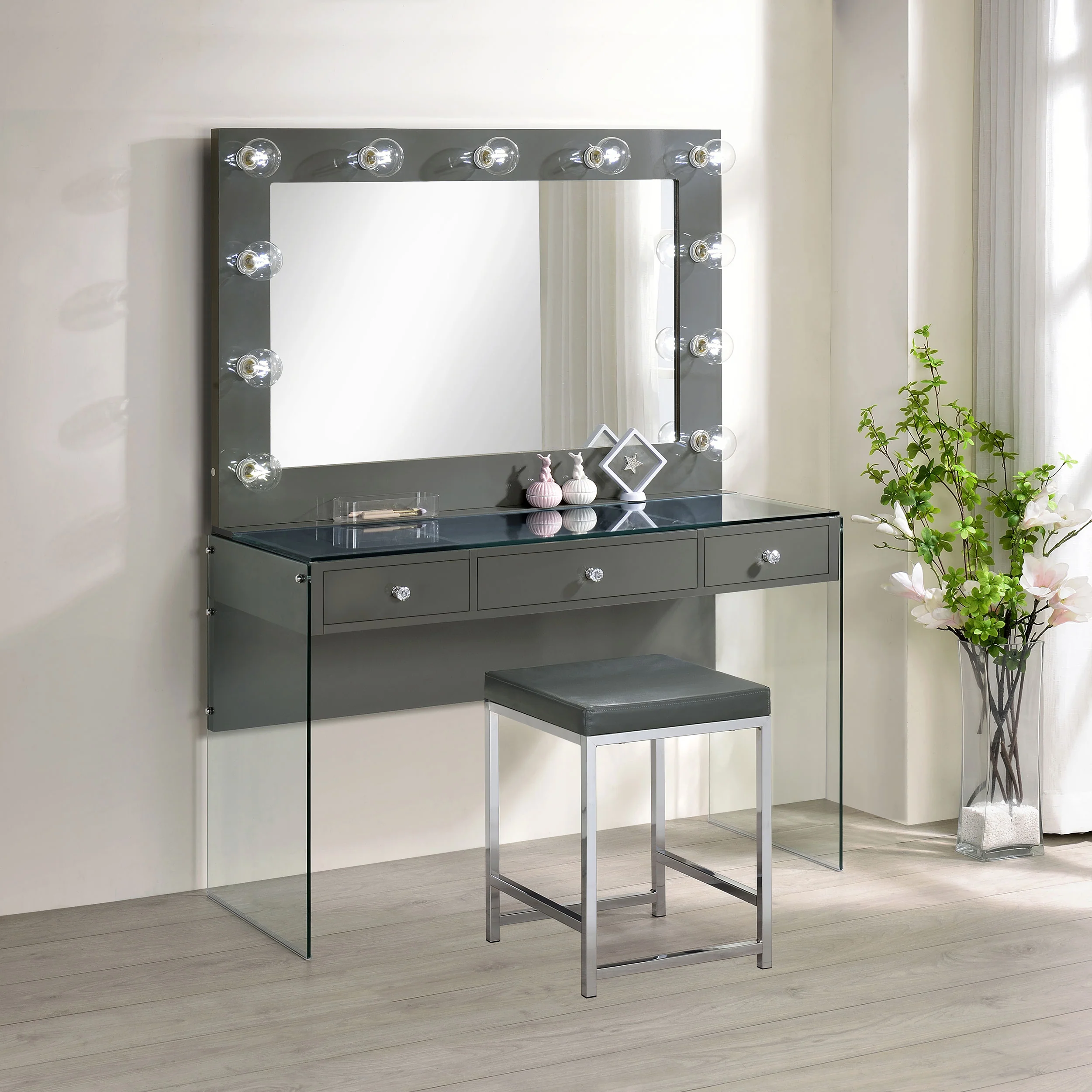 Afshan Makeup Vanity Table with LED Mirror - Image 10