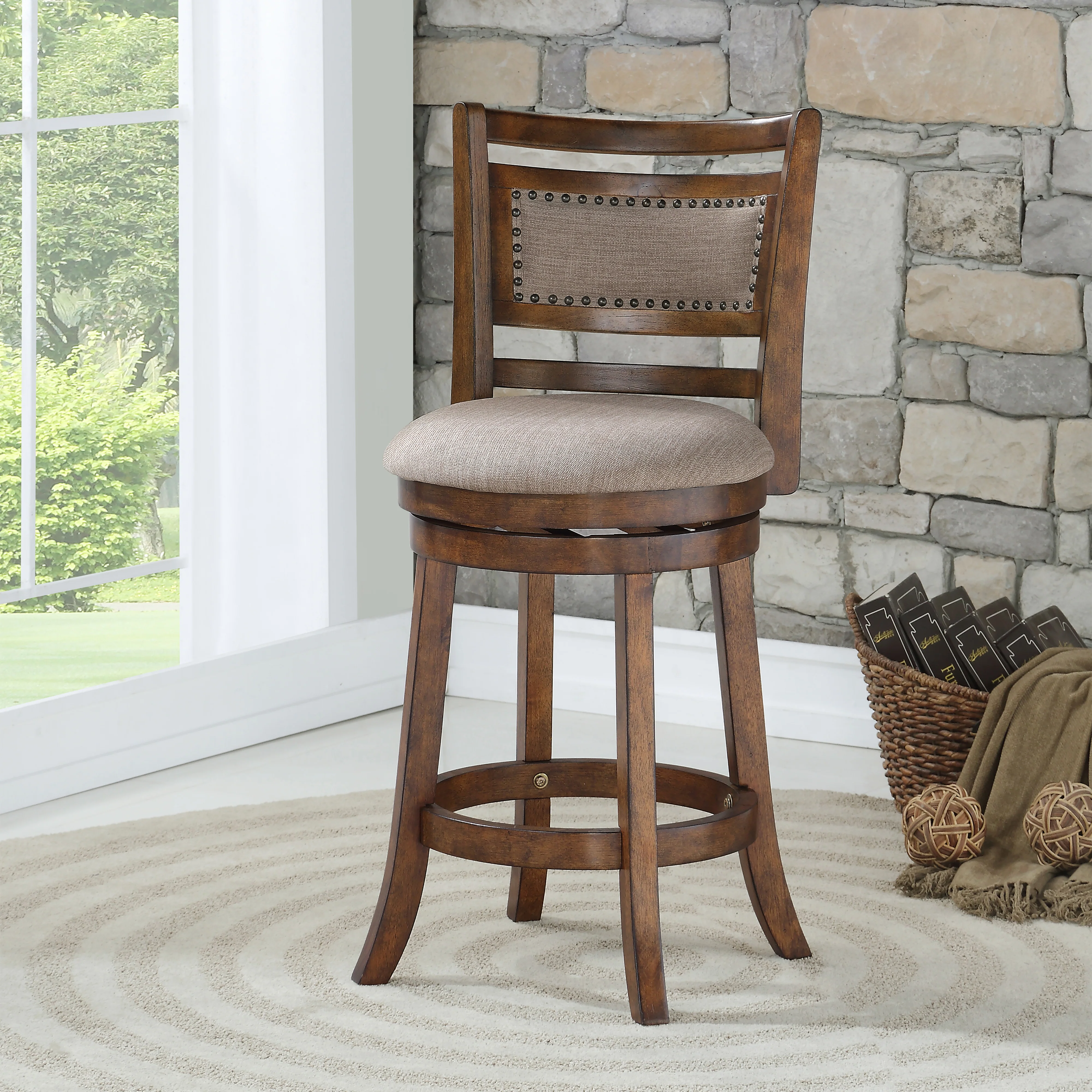 Aberdeen 24" Counter Stool W/Fabric Cushions-Brown - Image 6