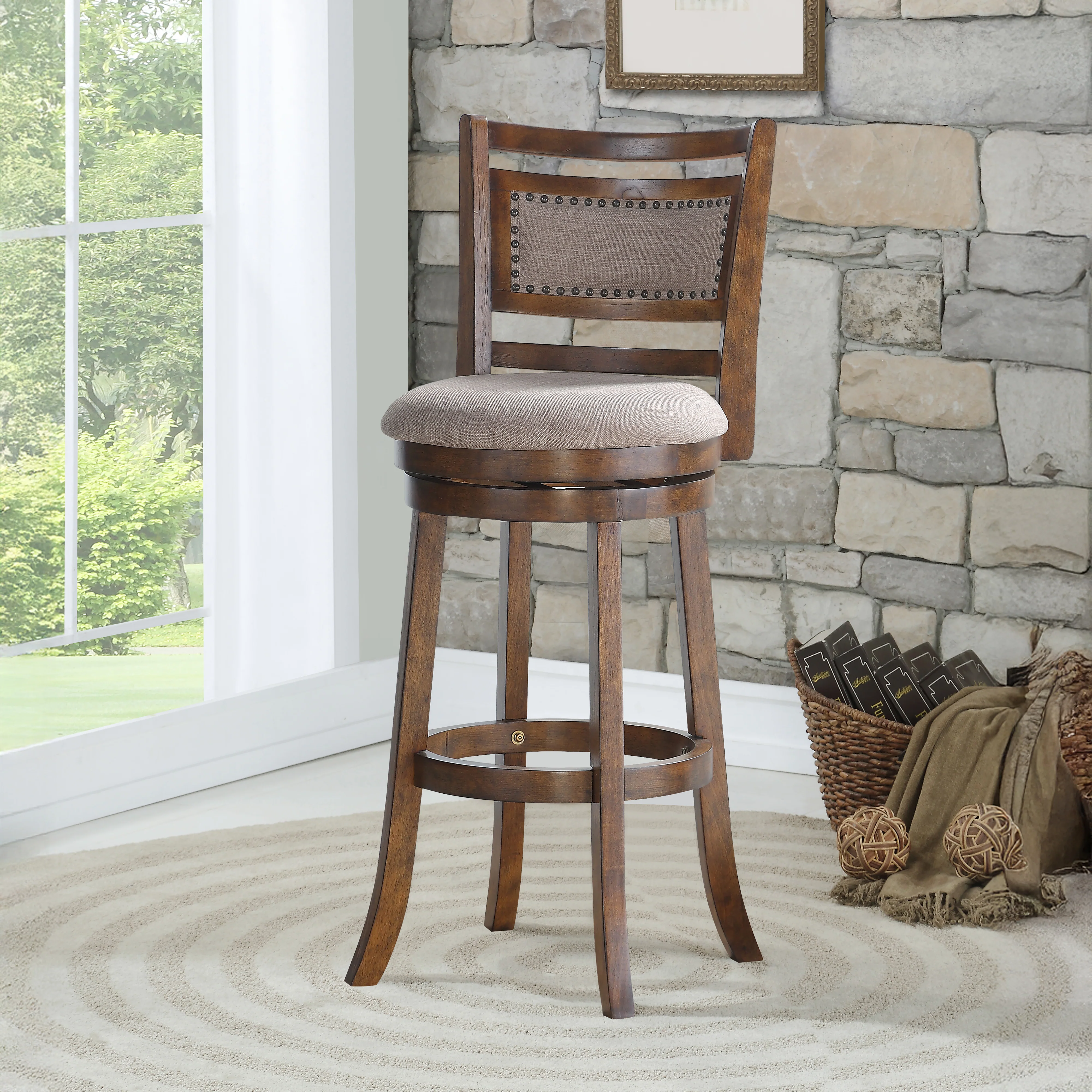 Aberdeen 29" Bar Stool W/Fabric Cushions-Brown - Image 6