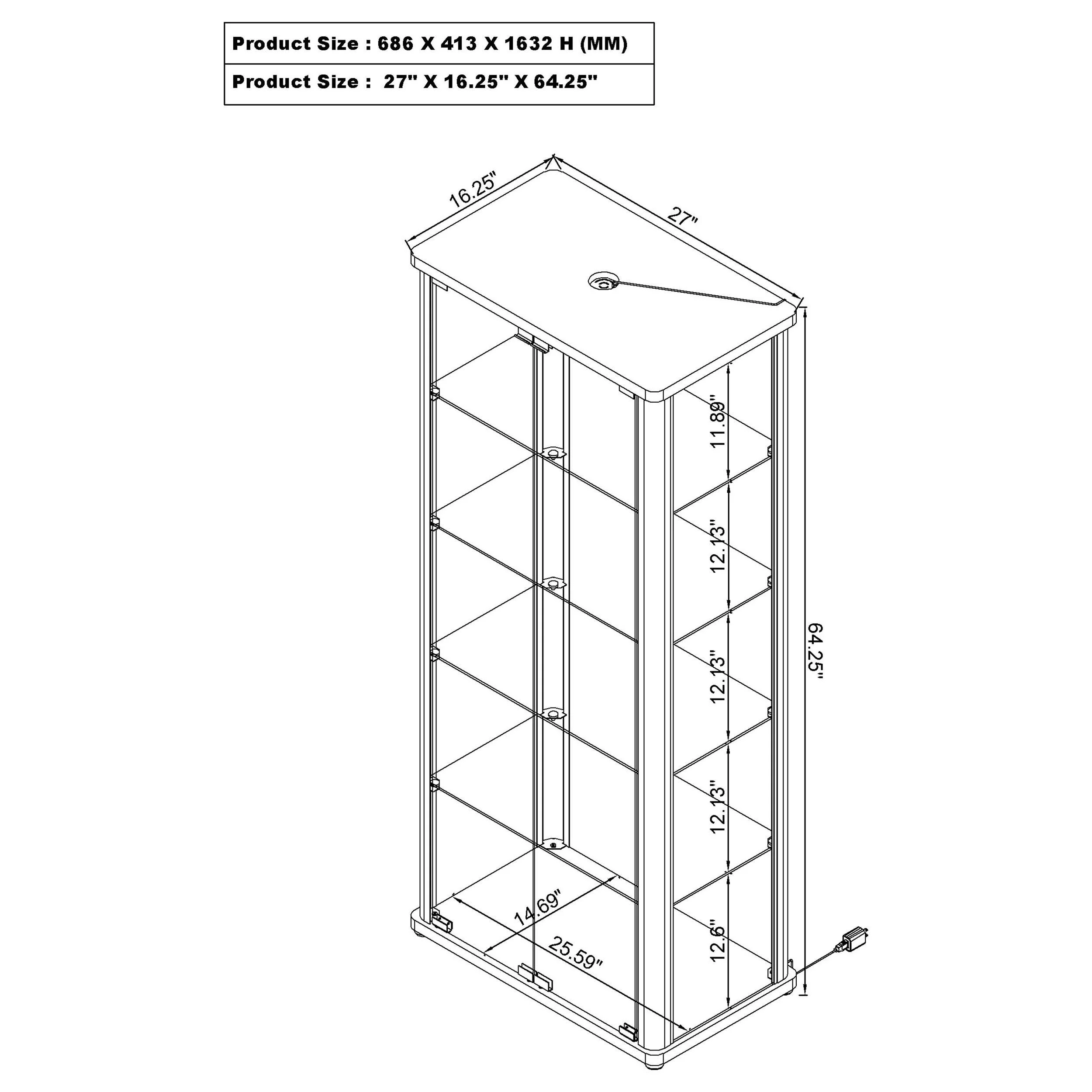Aero Curio Cabinet with LED Lighting - Image 14