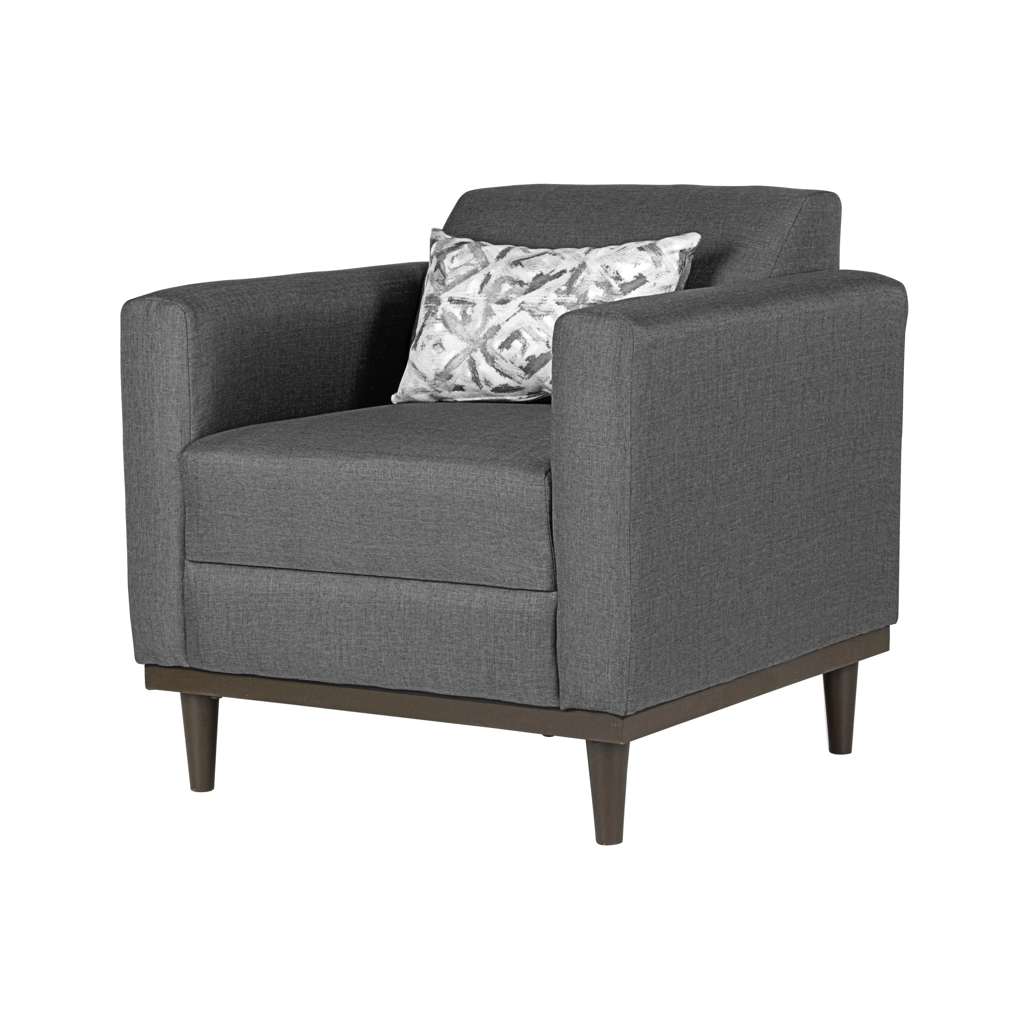 AIDEN CHAIR W/1 THROW PILLOW-SILVER GRAY - Image 3
