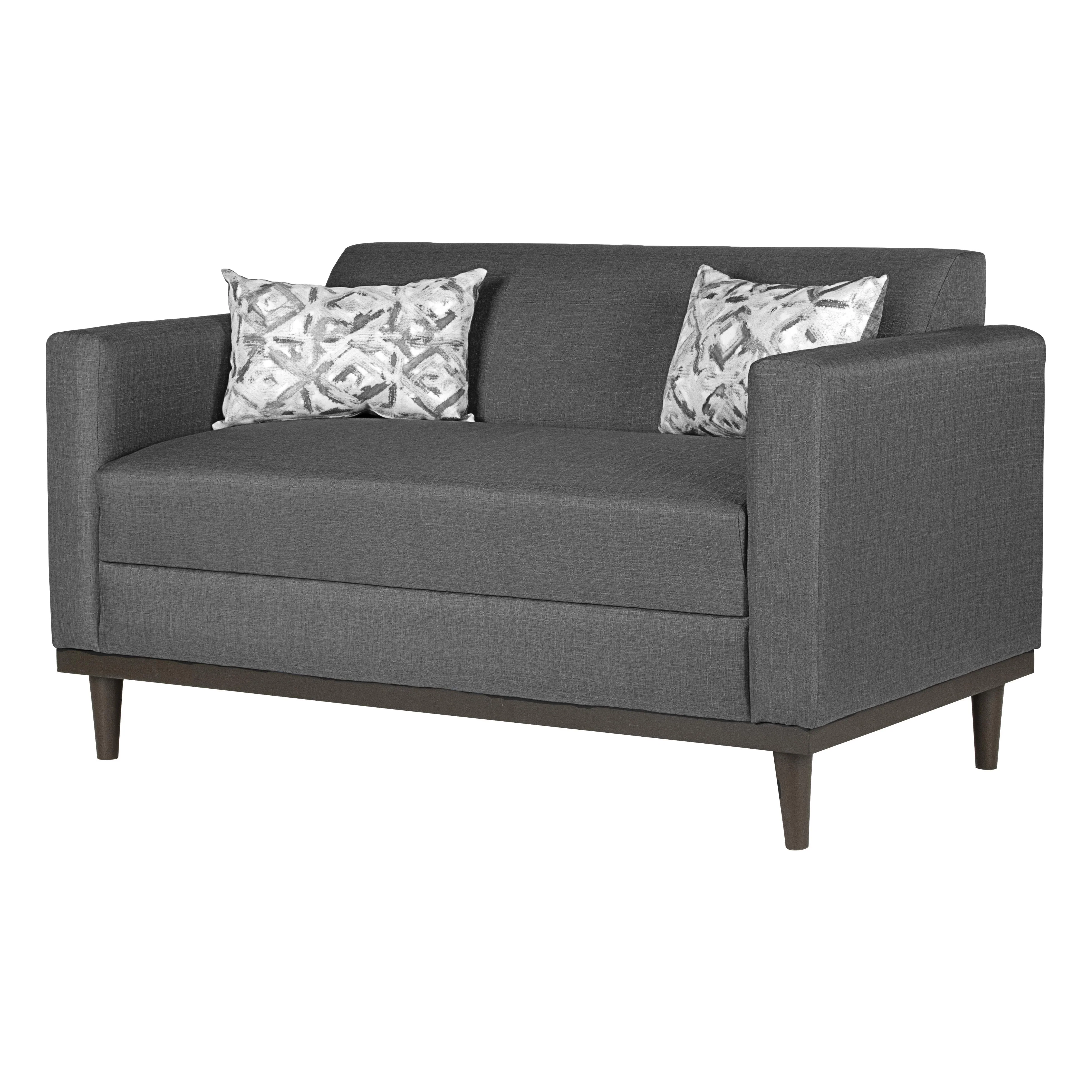 AIDEN LOVESEAT W/2 THROW PILLOWS-SILVER GRAY - Image 3