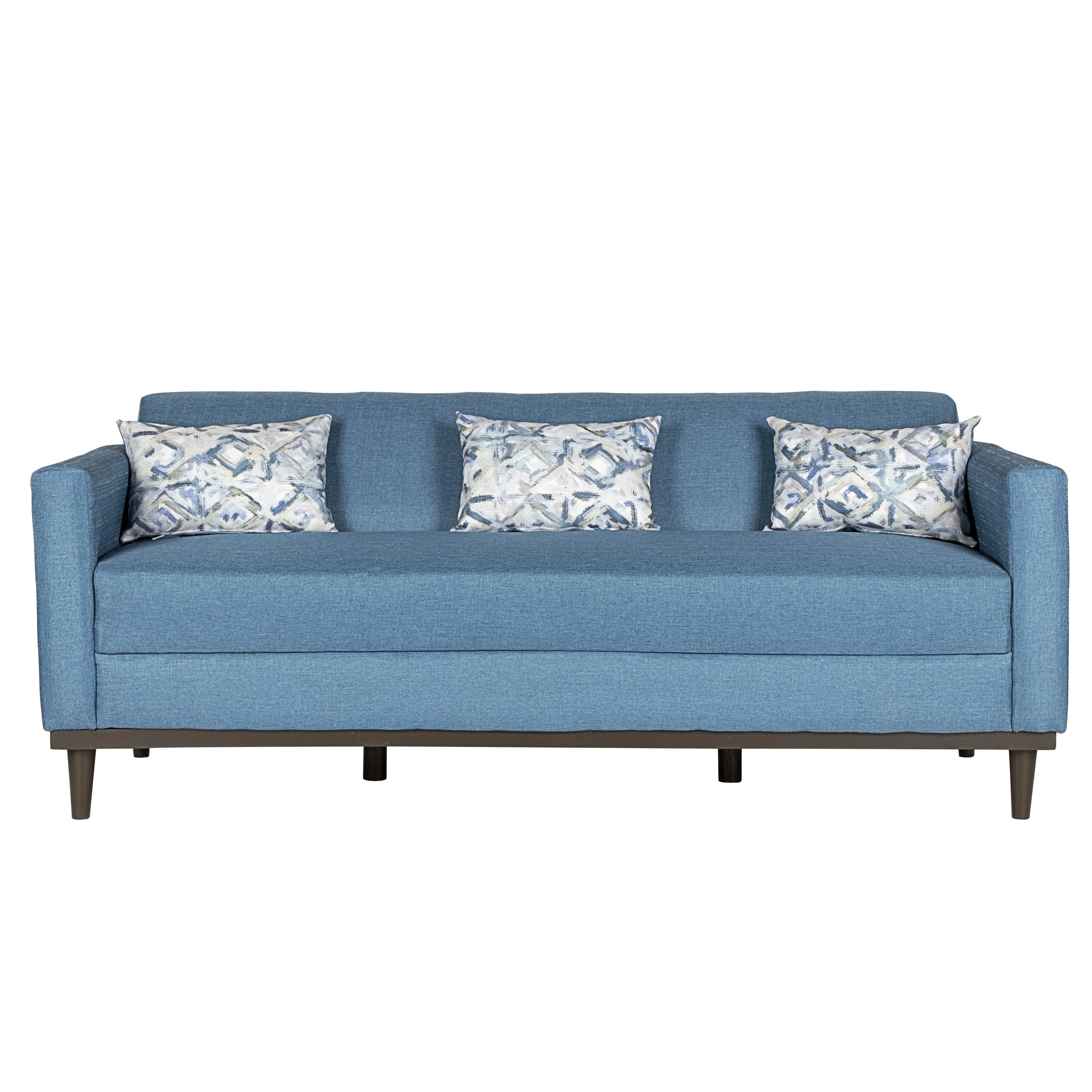 AIDEN SOFA W/3 THROW PILLOWS-BLUE - Image 4