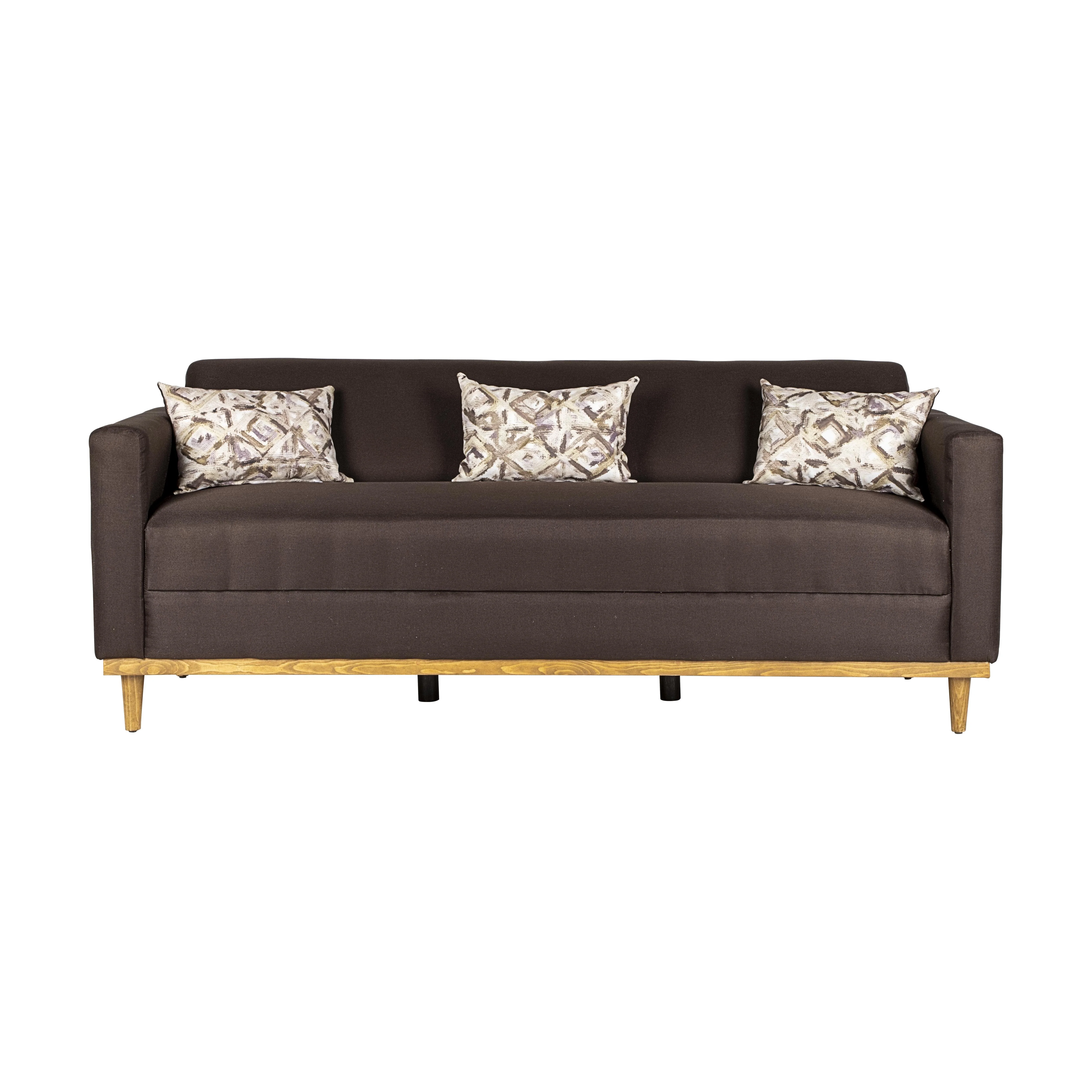 AIDEN SOFA W/3 THROW PILLOWS-CHOCOLATE - Image 3