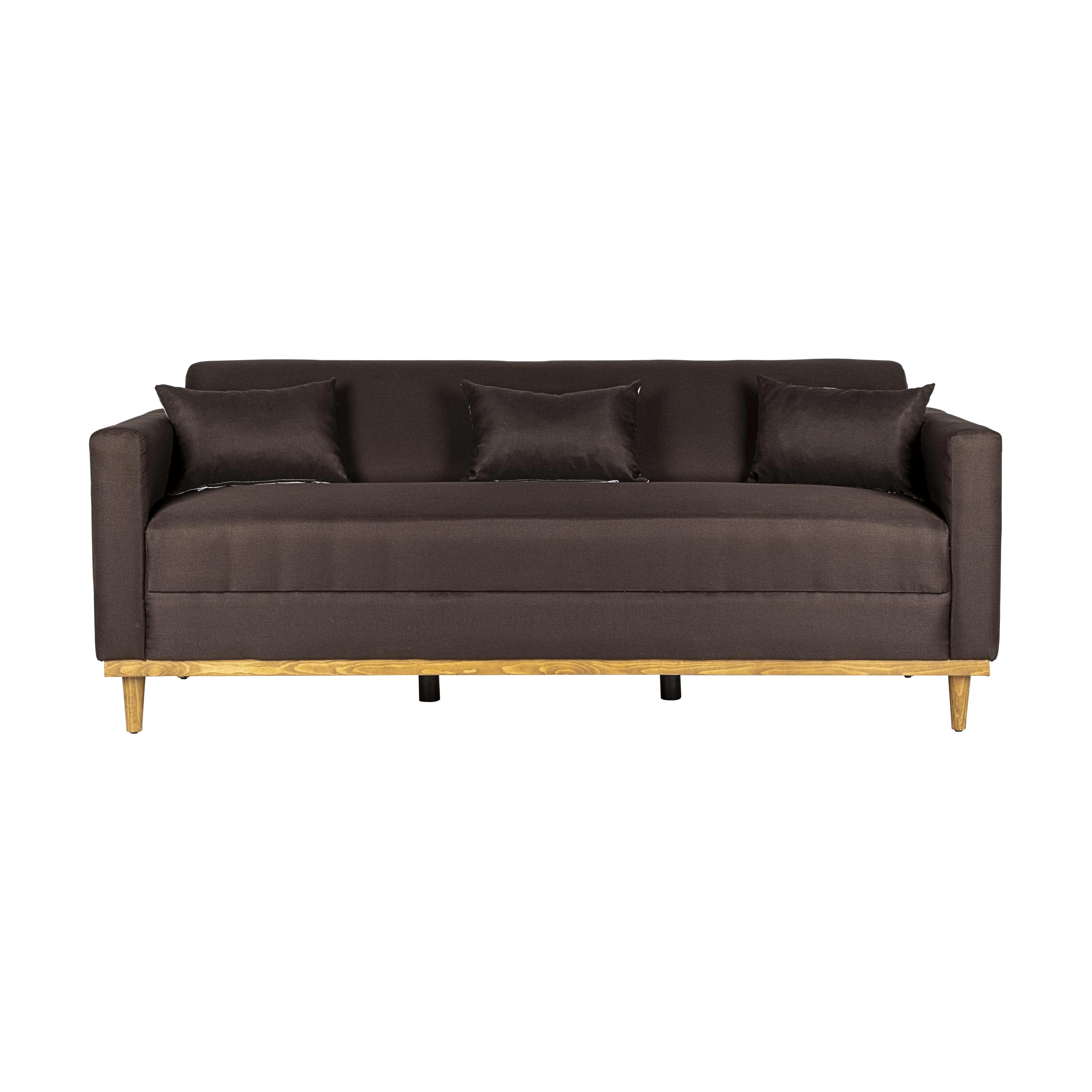 AIDEN SOFA W/3 THROW PILLOWS-CHOCOLATE - Image 4