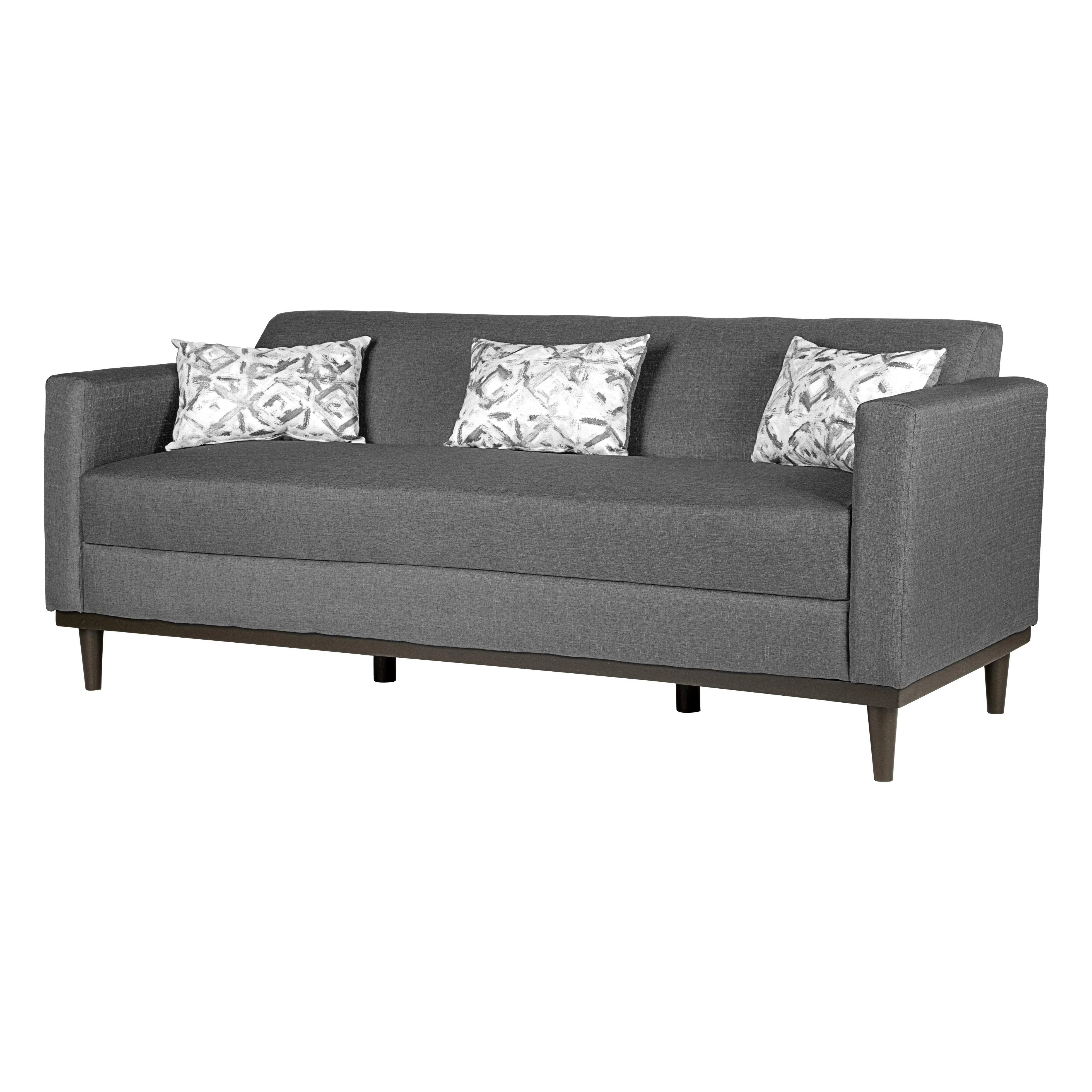 AIDEN SOFA W/3 THROW PILLOWS-SILVER GRAY - Image 3