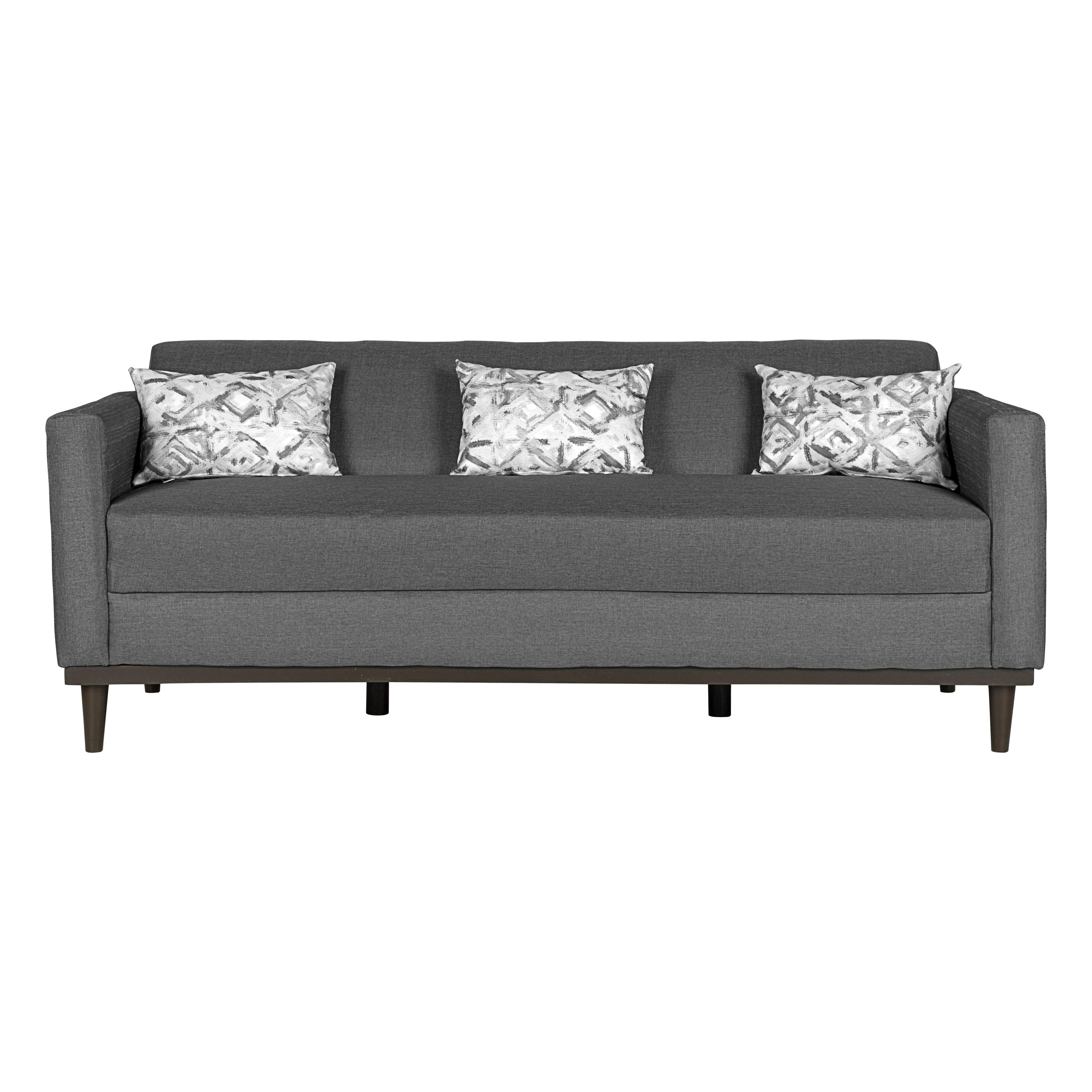 AIDEN SOFA W/3 THROW PILLOWS-SILVER GRAY - Image 5