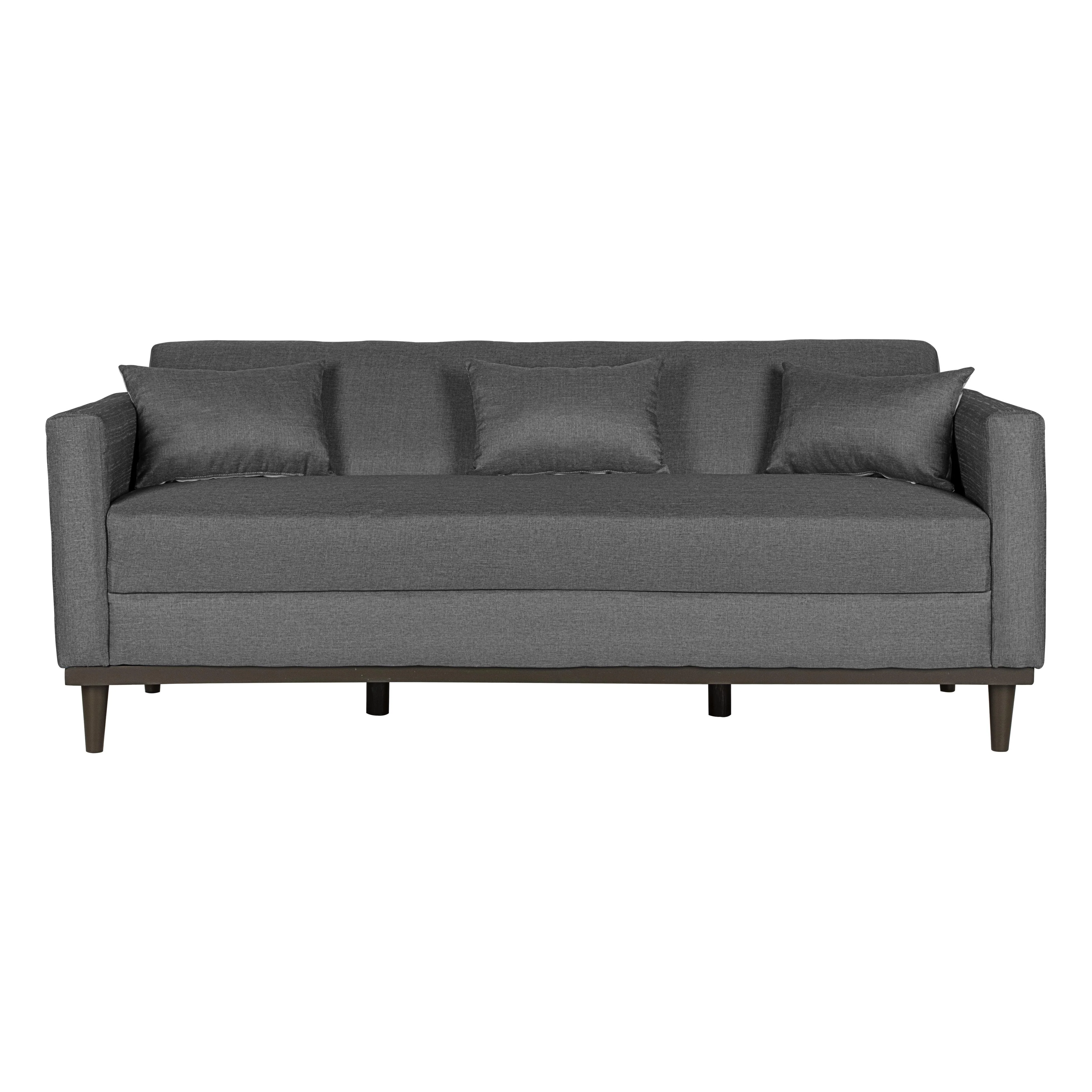 AIDEN SOFA W/3 THROW PILLOWS-SILVER GRAY - Image 6