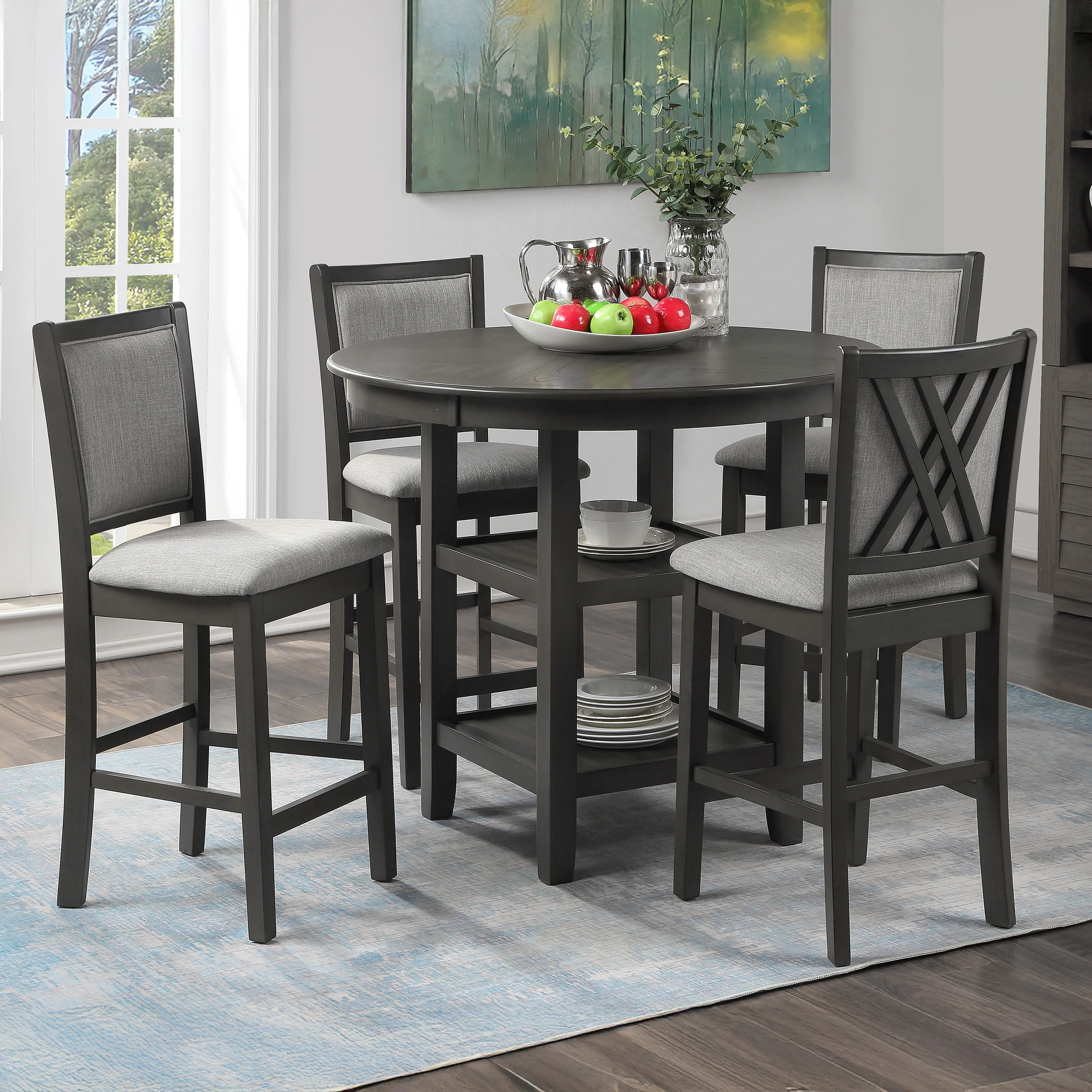 Amy 5 Pc 42" Round Counter Dining Set-Gray - Image 6