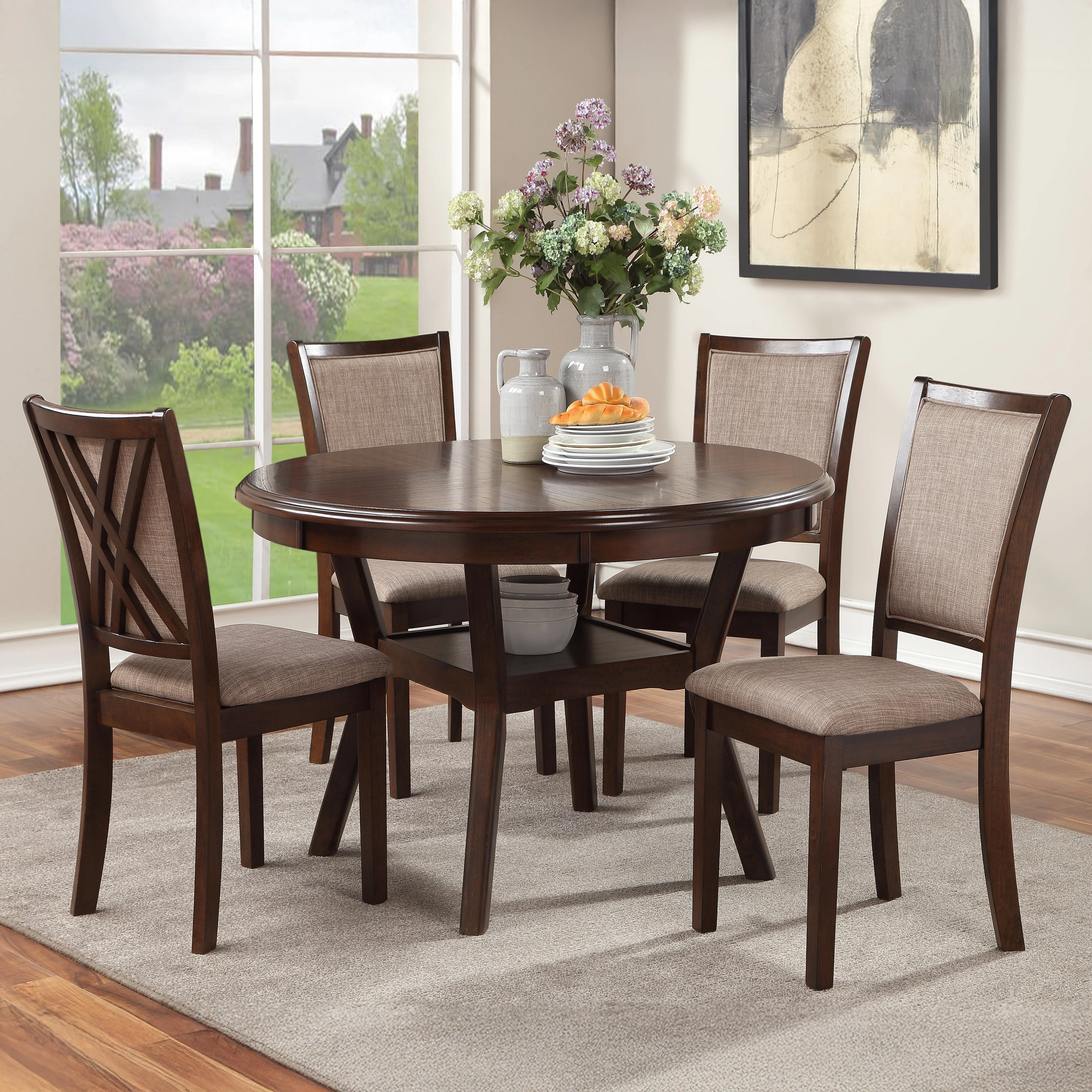 Amy 5 Pc 47" Round Dining Set-Cherry - Image 6