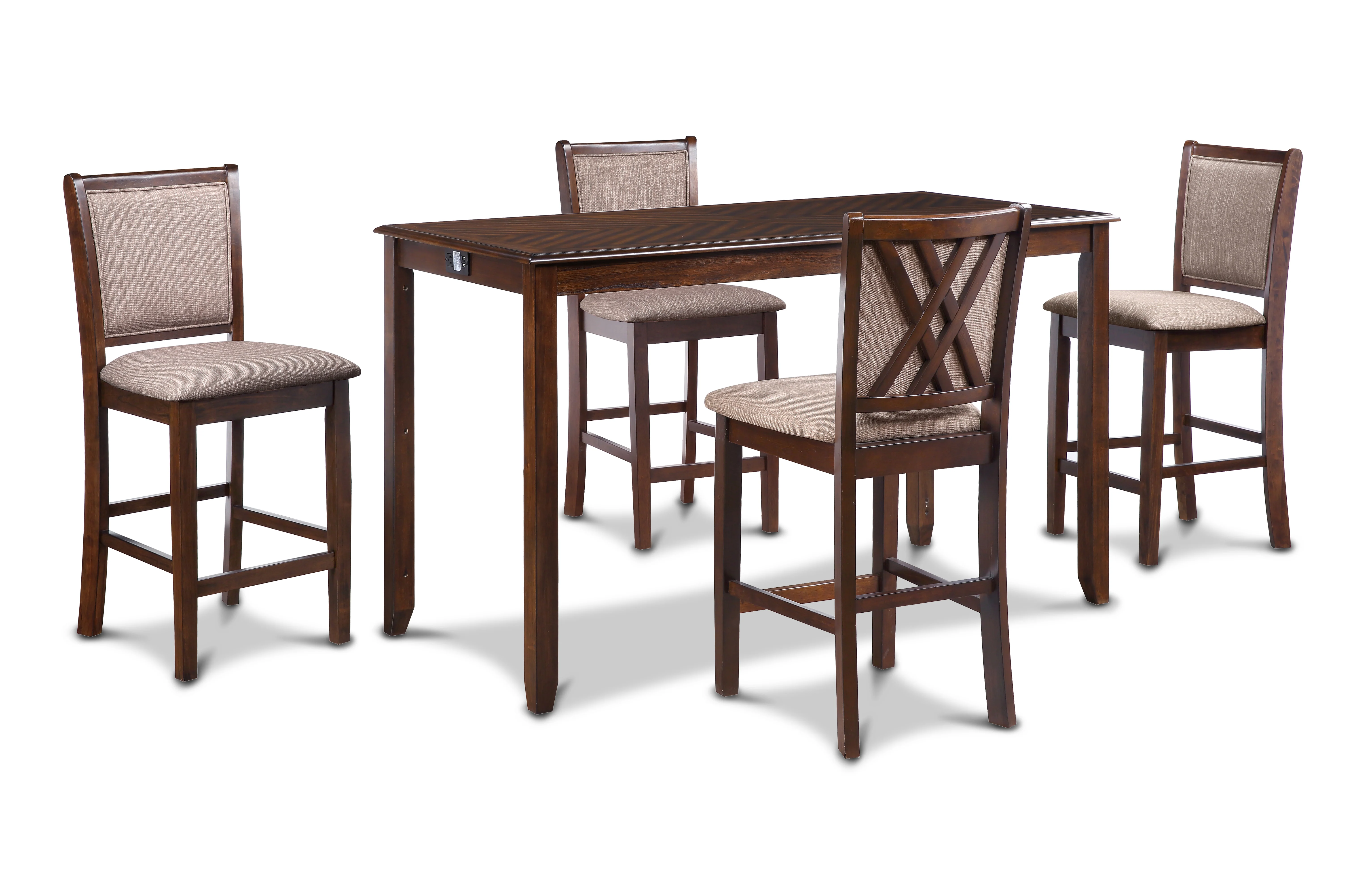 Amy 5 Pc 60" Counter Storage Table+Chairs-Brown Cherry - Image 2
