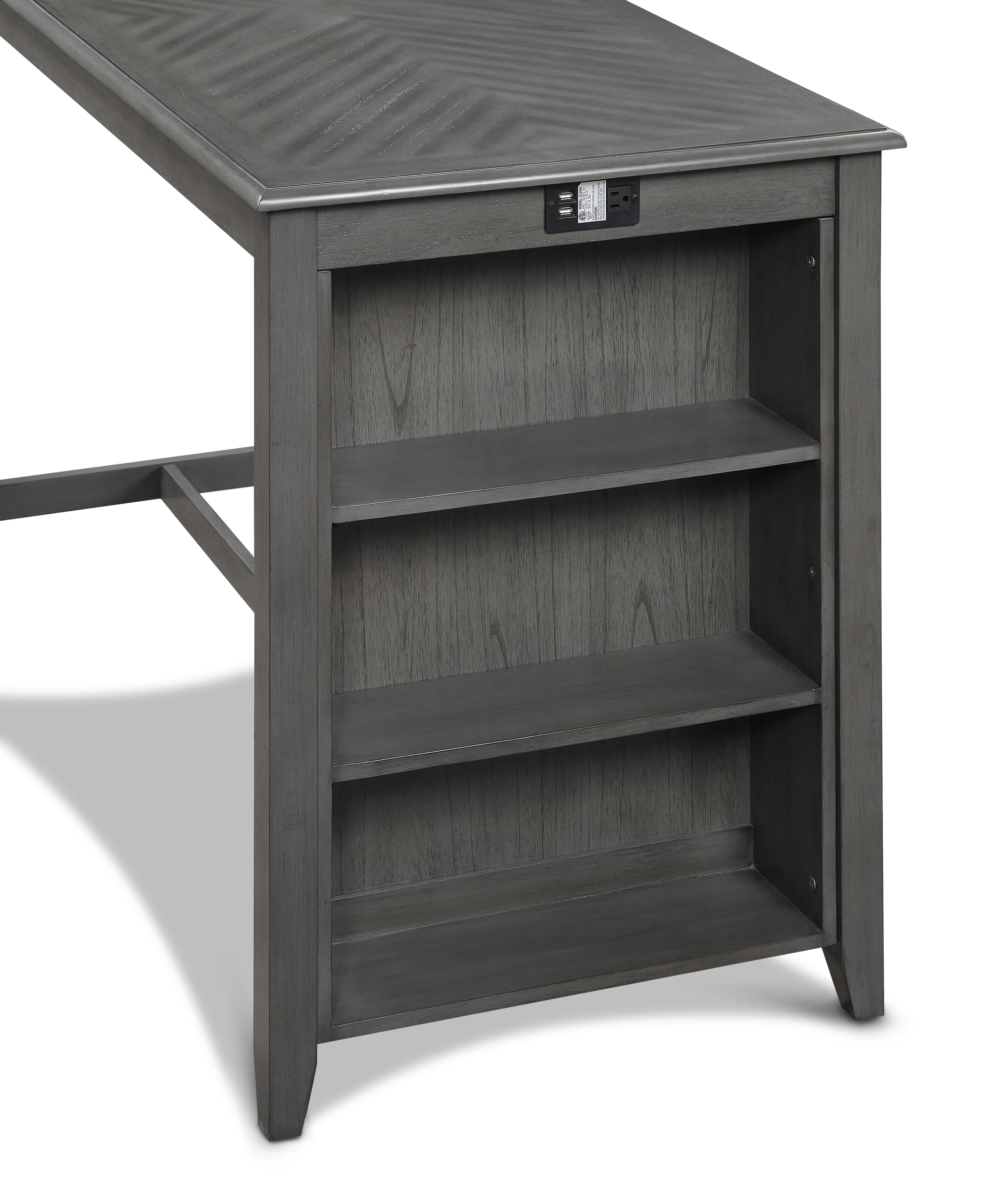 Amy 5 Pc 60" Counter Storage Table+Chairs-Gray - Image 6