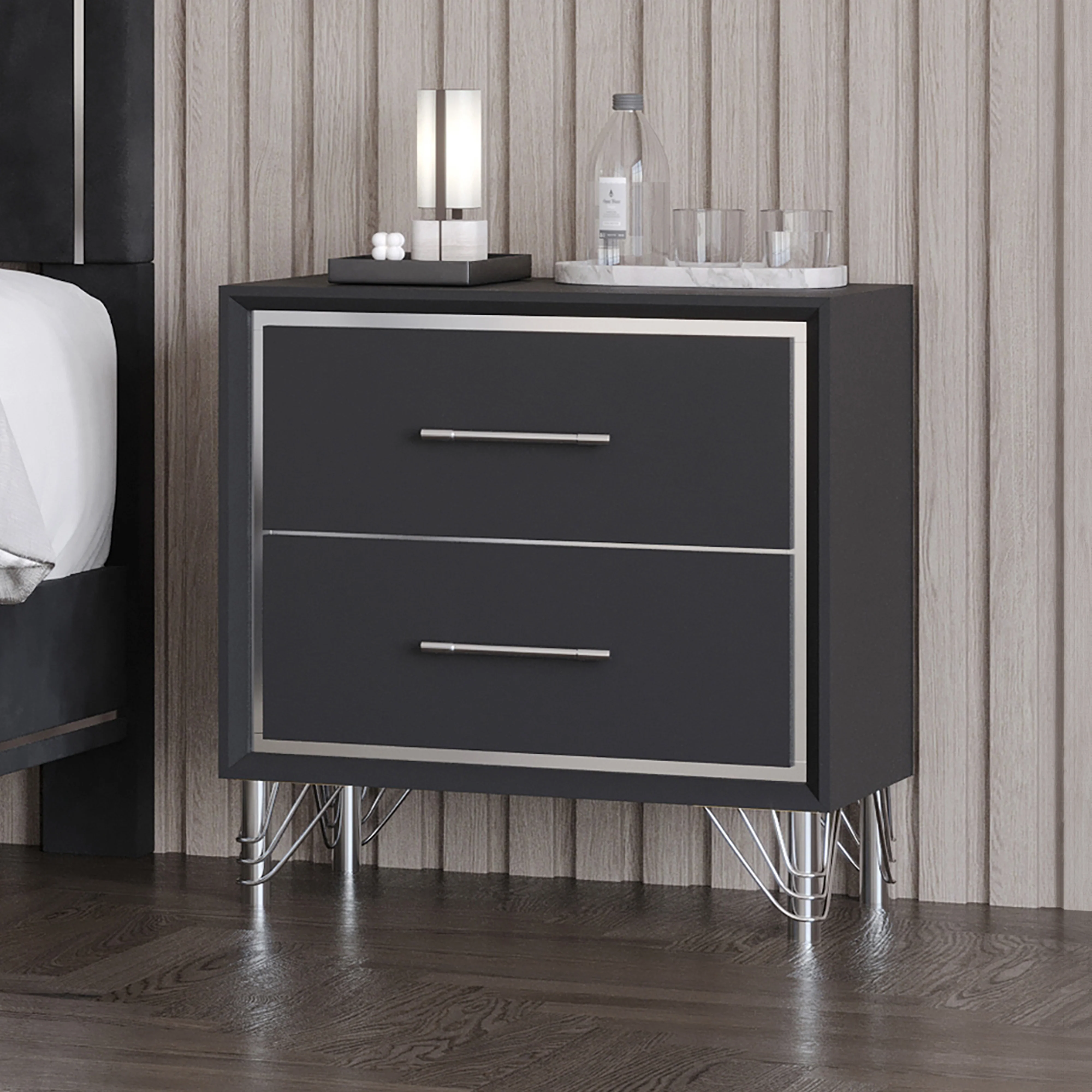 Ava 2 Drawer Nightstand-Ebony - Image 6