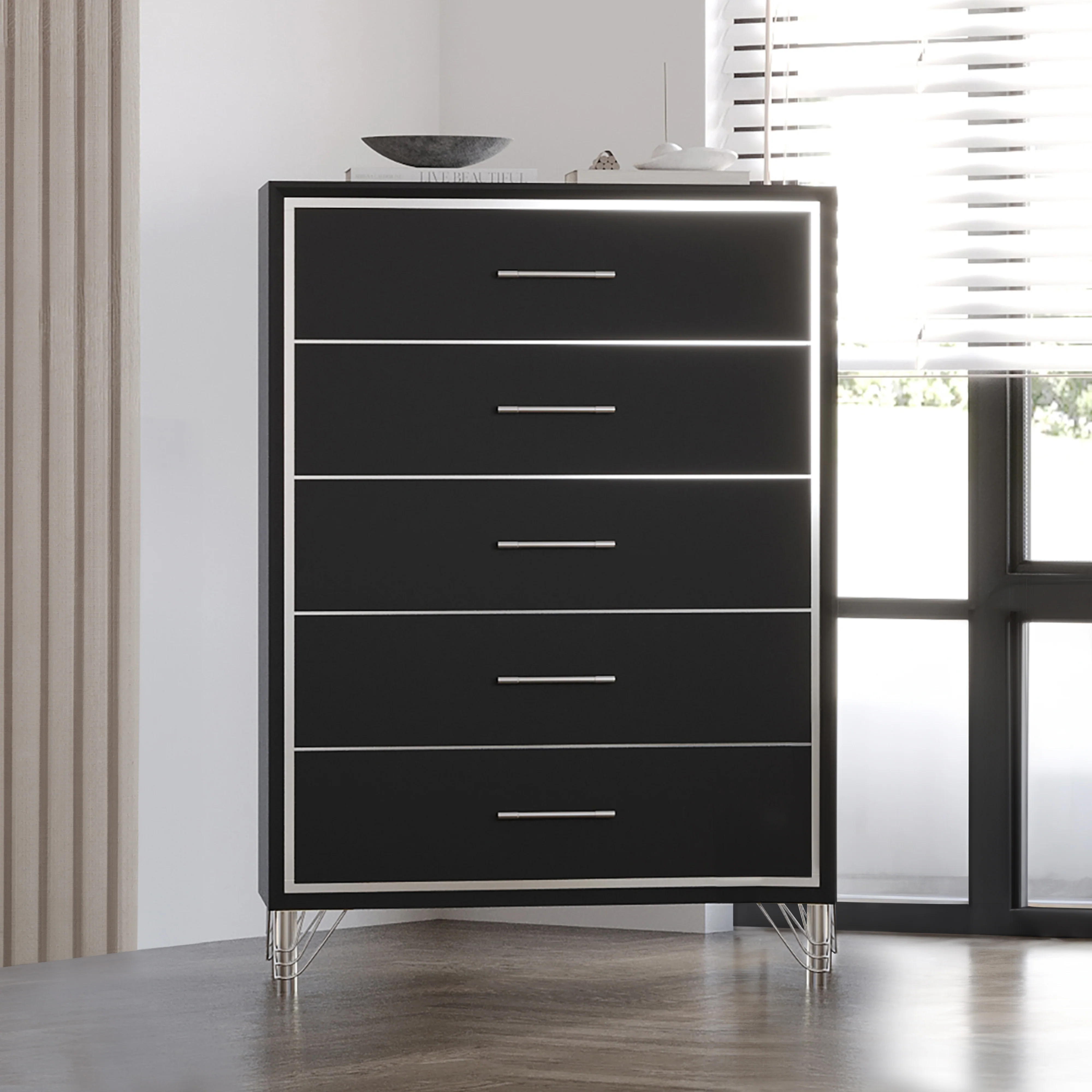 Ava 5 Drawer Chest-Ebony - Image 6