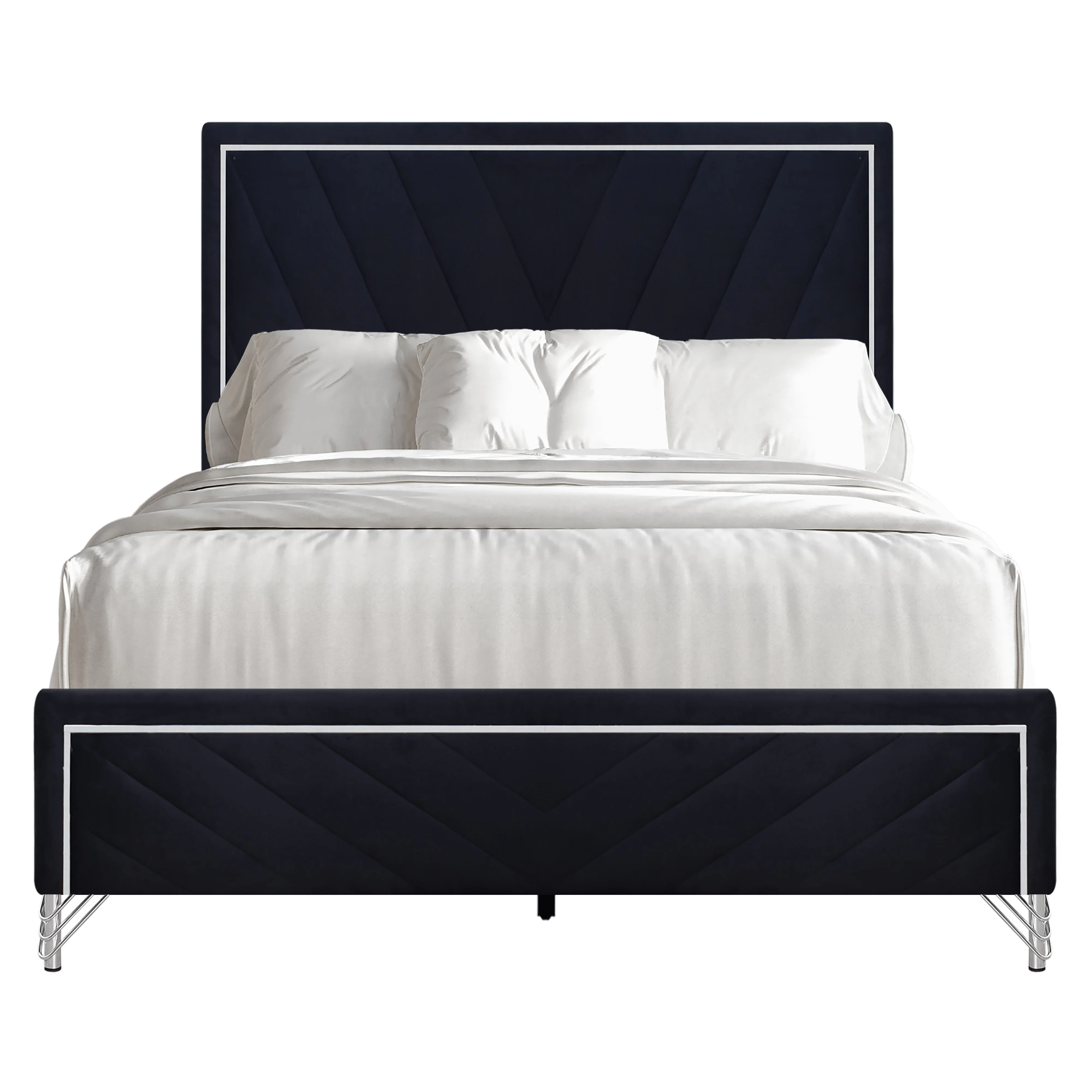 Ava 5/0 Q Headboard, Footboard & Slat Kit-Ebony - Image 2