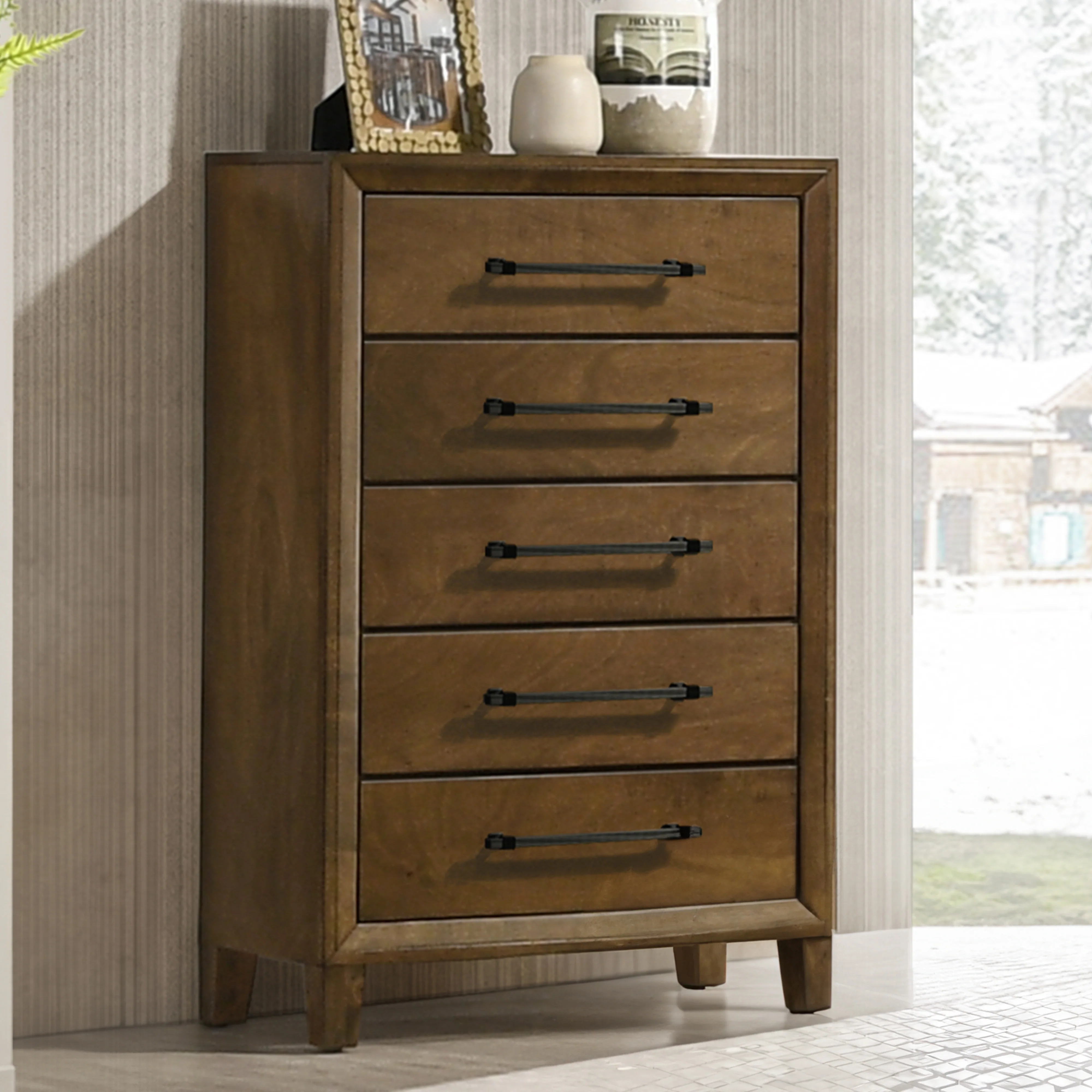 Ballard 5 Drawer Chest-Walnut - Image 7