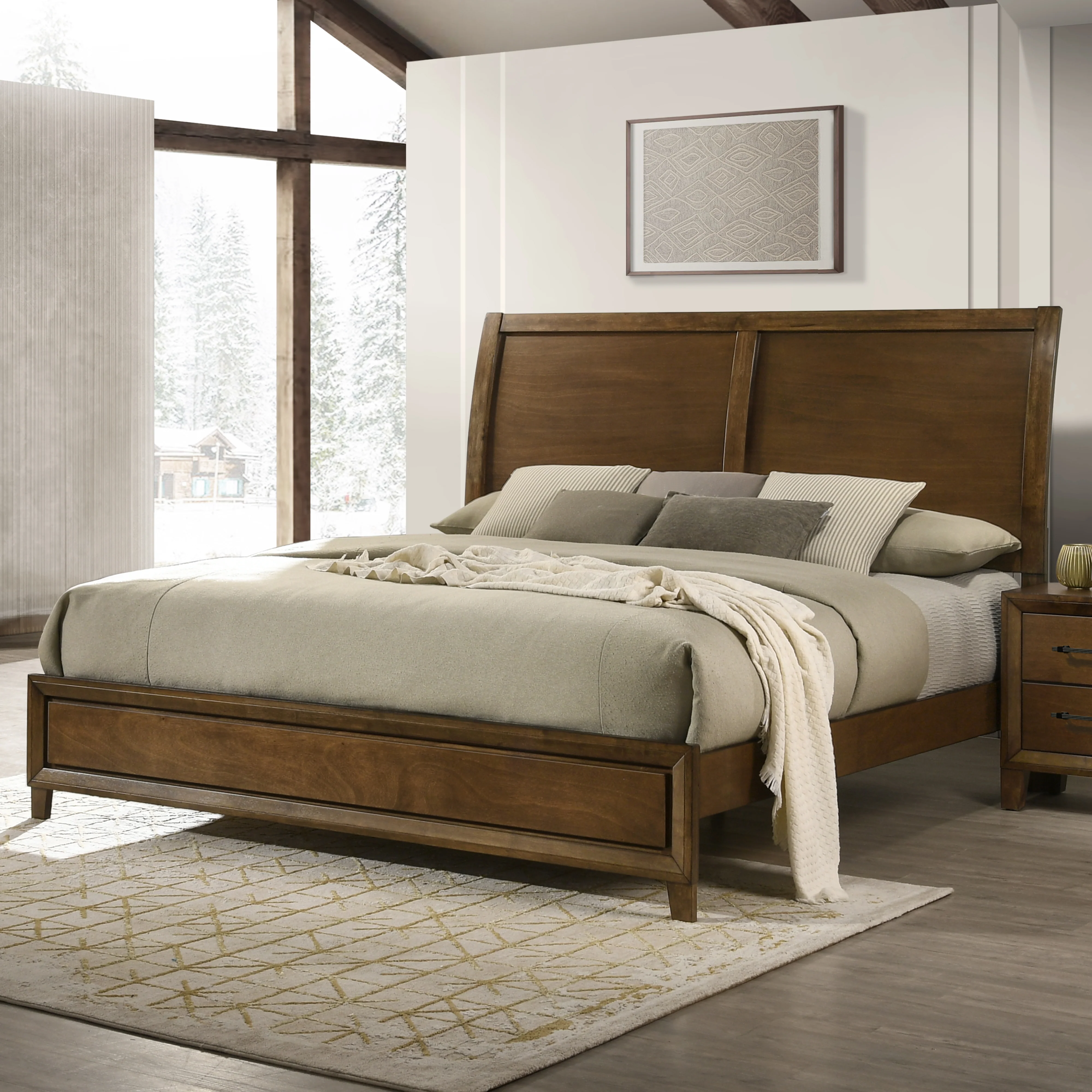 Ballard 6/6-6/0 Ek/Wk Headboard, Footboard & Slat Kit-Walnut - Image 6
