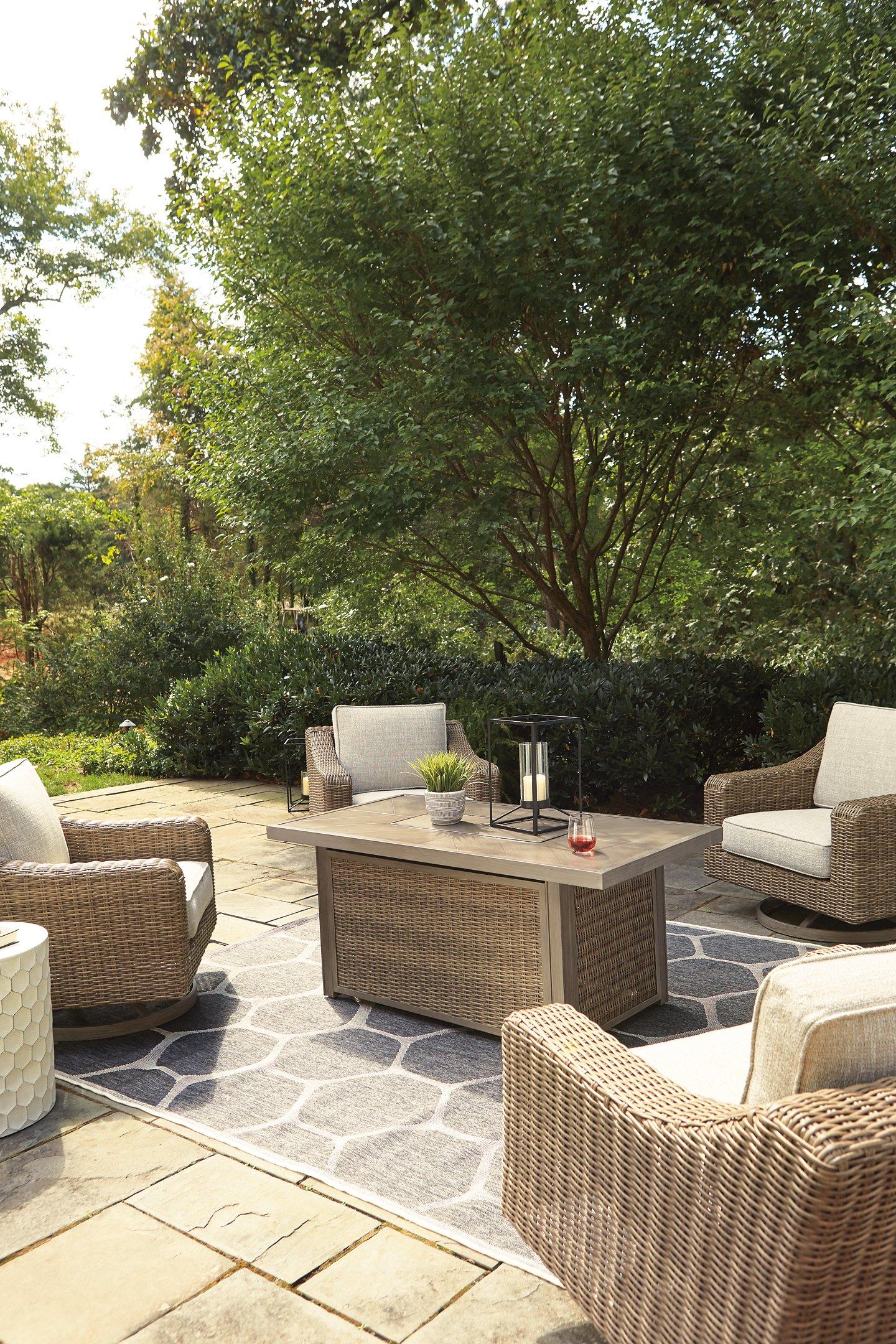 Beachcroft Beachcroft Fire Pit Table with Four Nuvella Swivel Lounge Chairs - Image 6