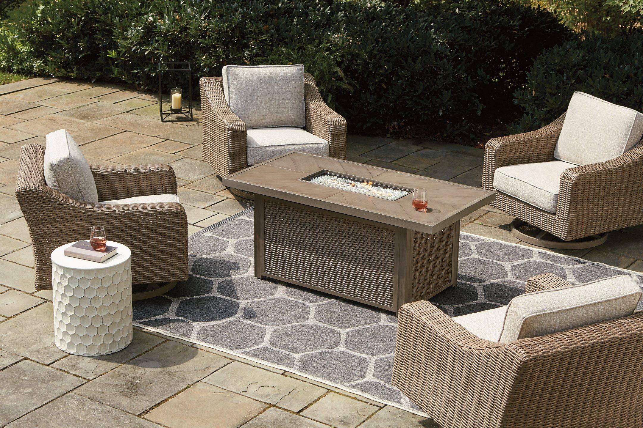 Beachcroft Beachcroft Fire Pit Table with Four Nuvella Swivel Lounge Chairs - Image 7