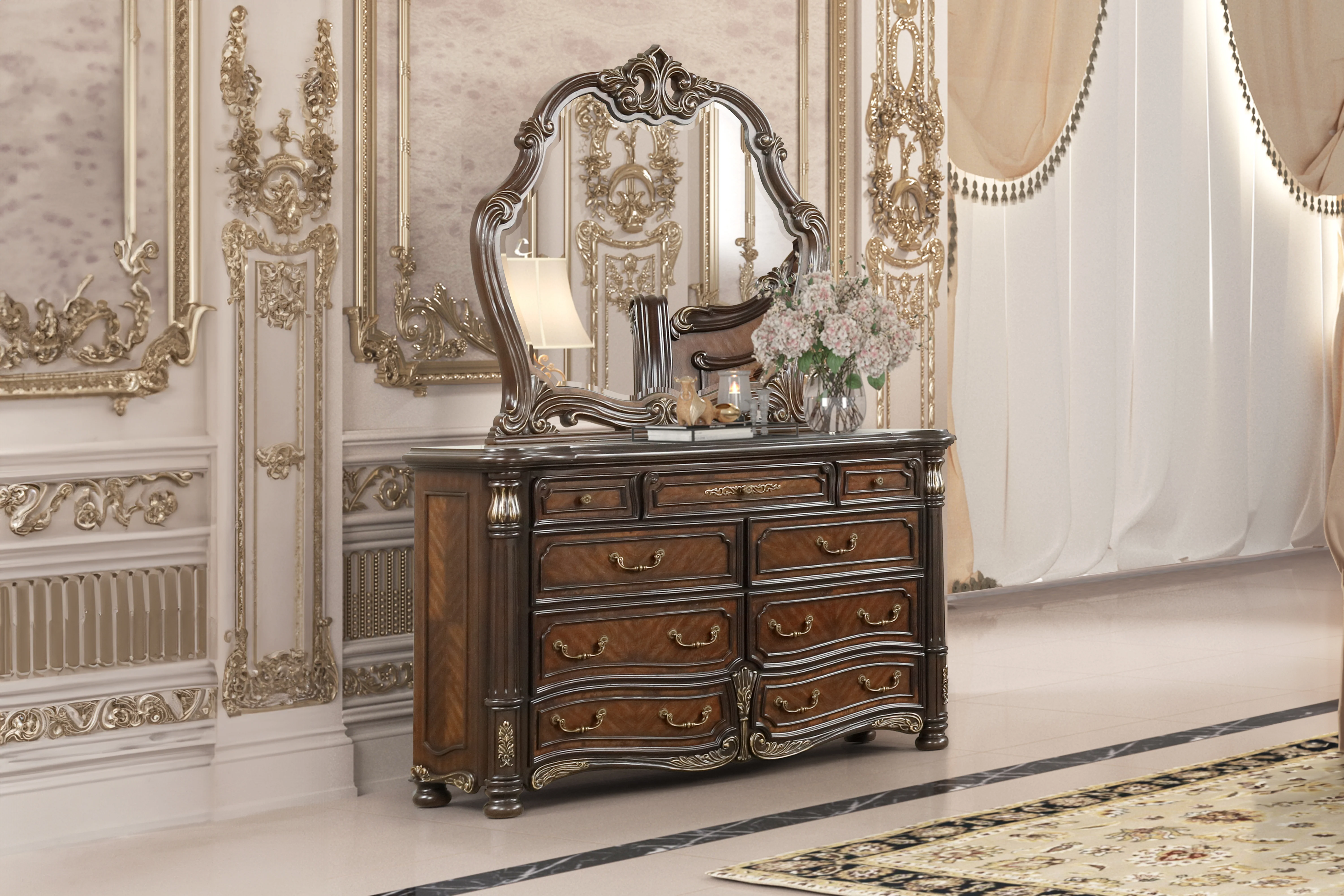 Bella Notte Dresser- Mahogany Brown - Image 8