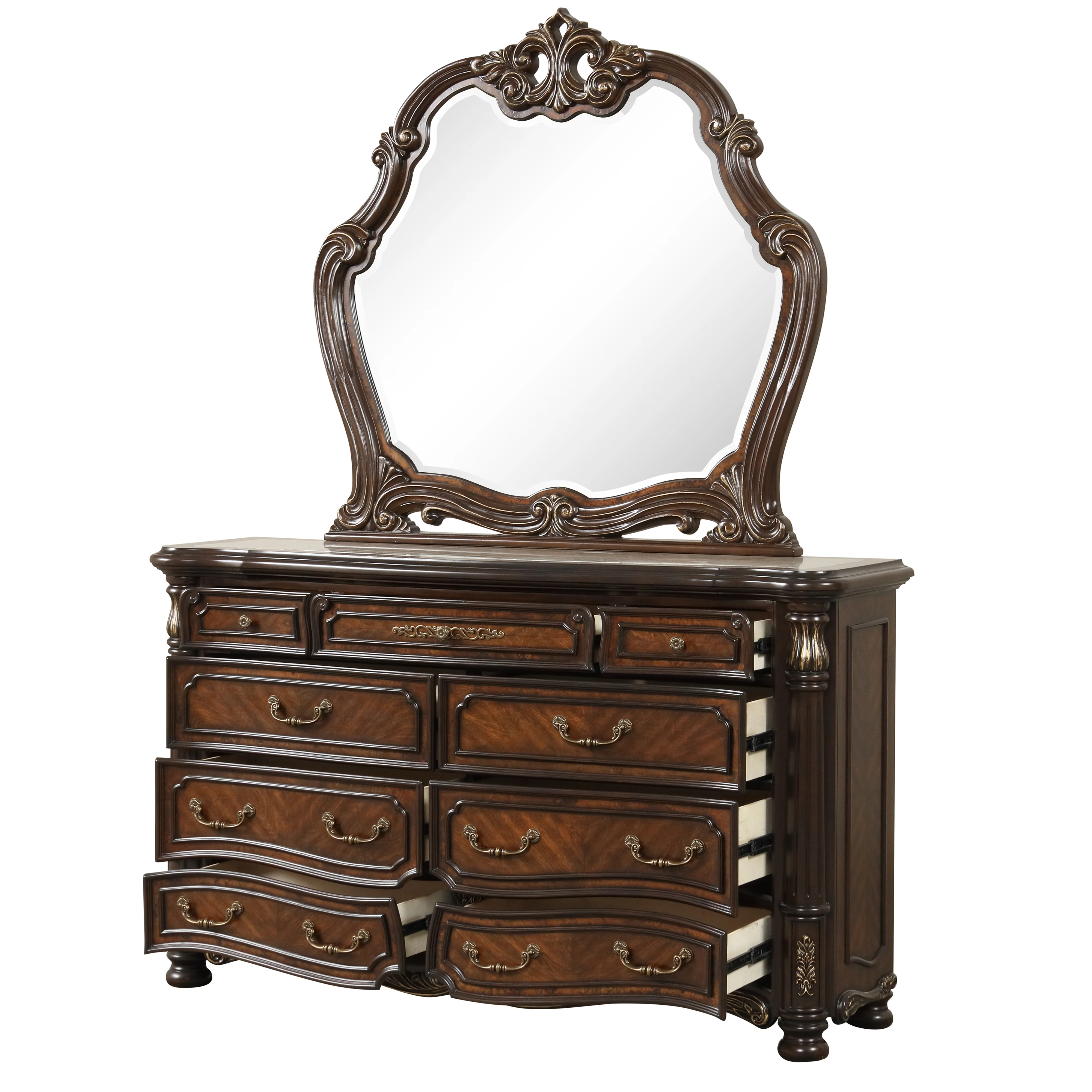 Bella Notte Dresser / Server Mirror- Mahogany Brown - Image 3