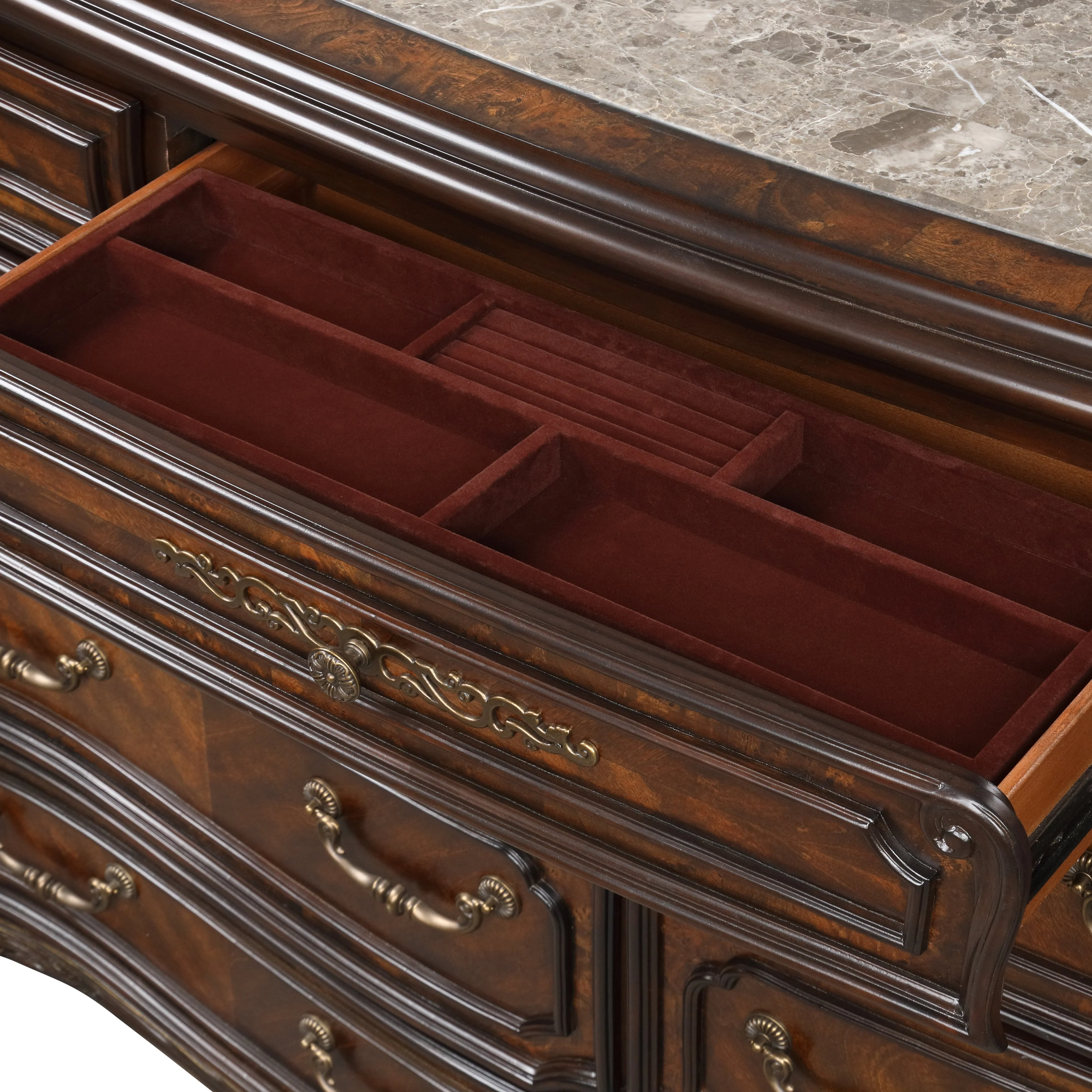Bella Notte Dresser / Server Mirror- Mahogany Brown - Image 6