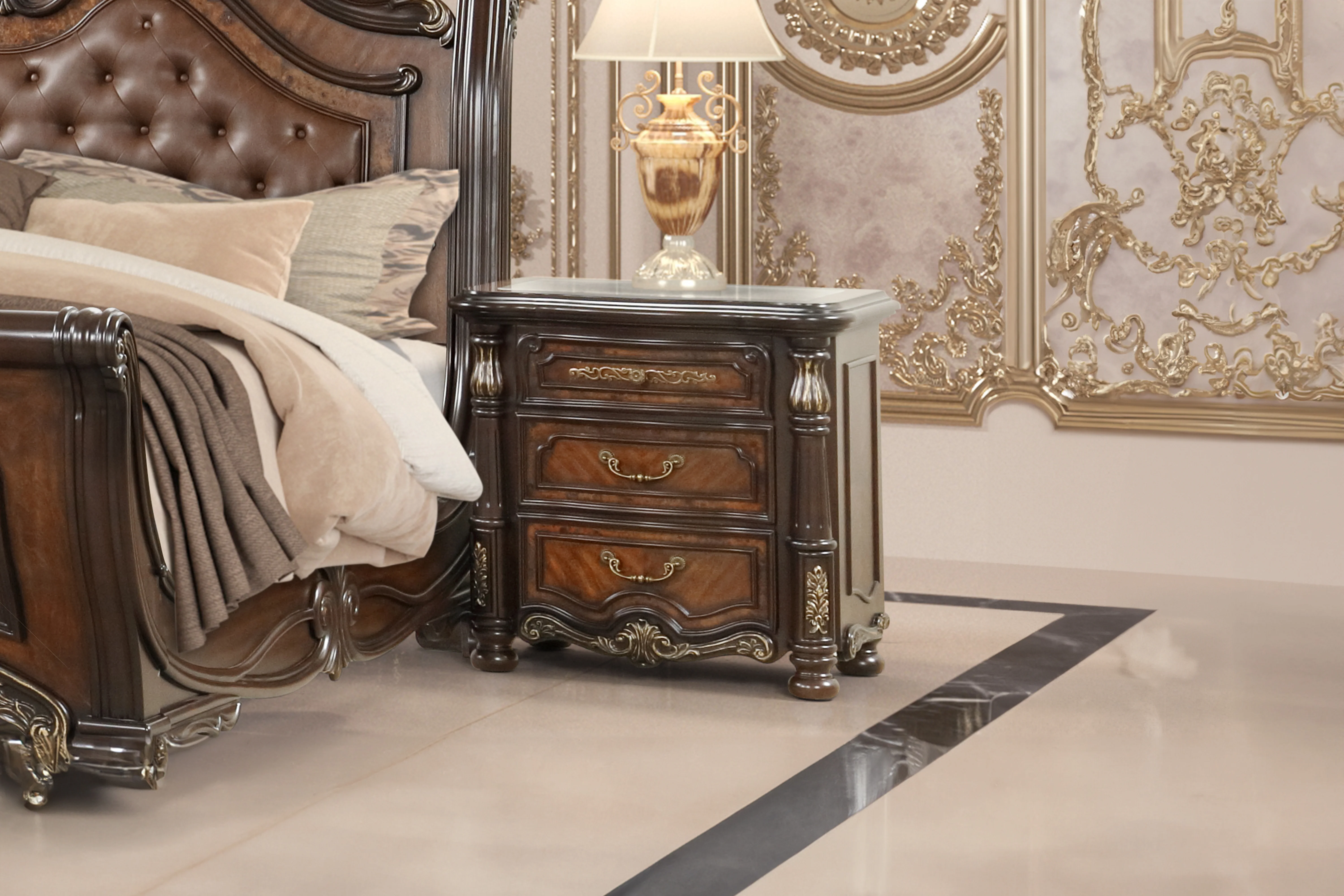 Bella Notte Nightstand- Mahogany Brown - Image 7