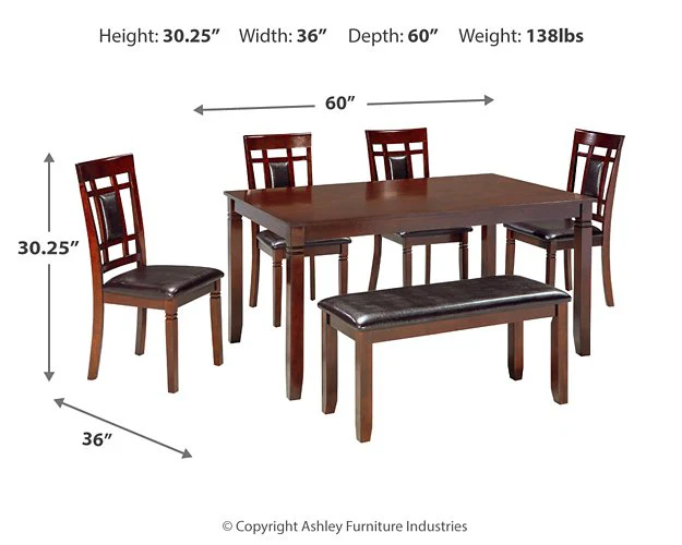 Bennox Dining Table and Chairs with Bench (Set of 6) - Image 4