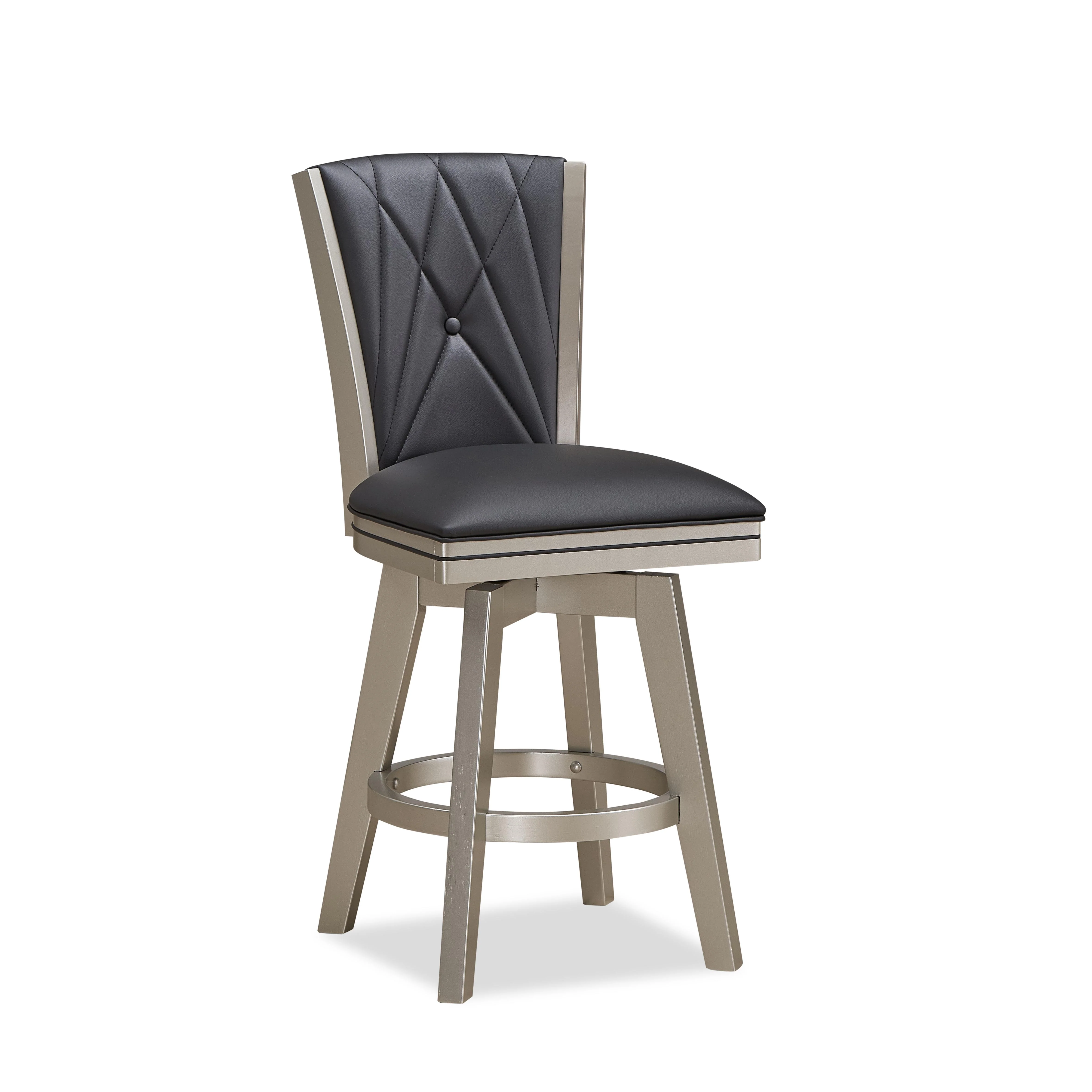 BERKELY 24" SWIVEL COUNTER STOOL-BLK/PLATINUM - Image 2