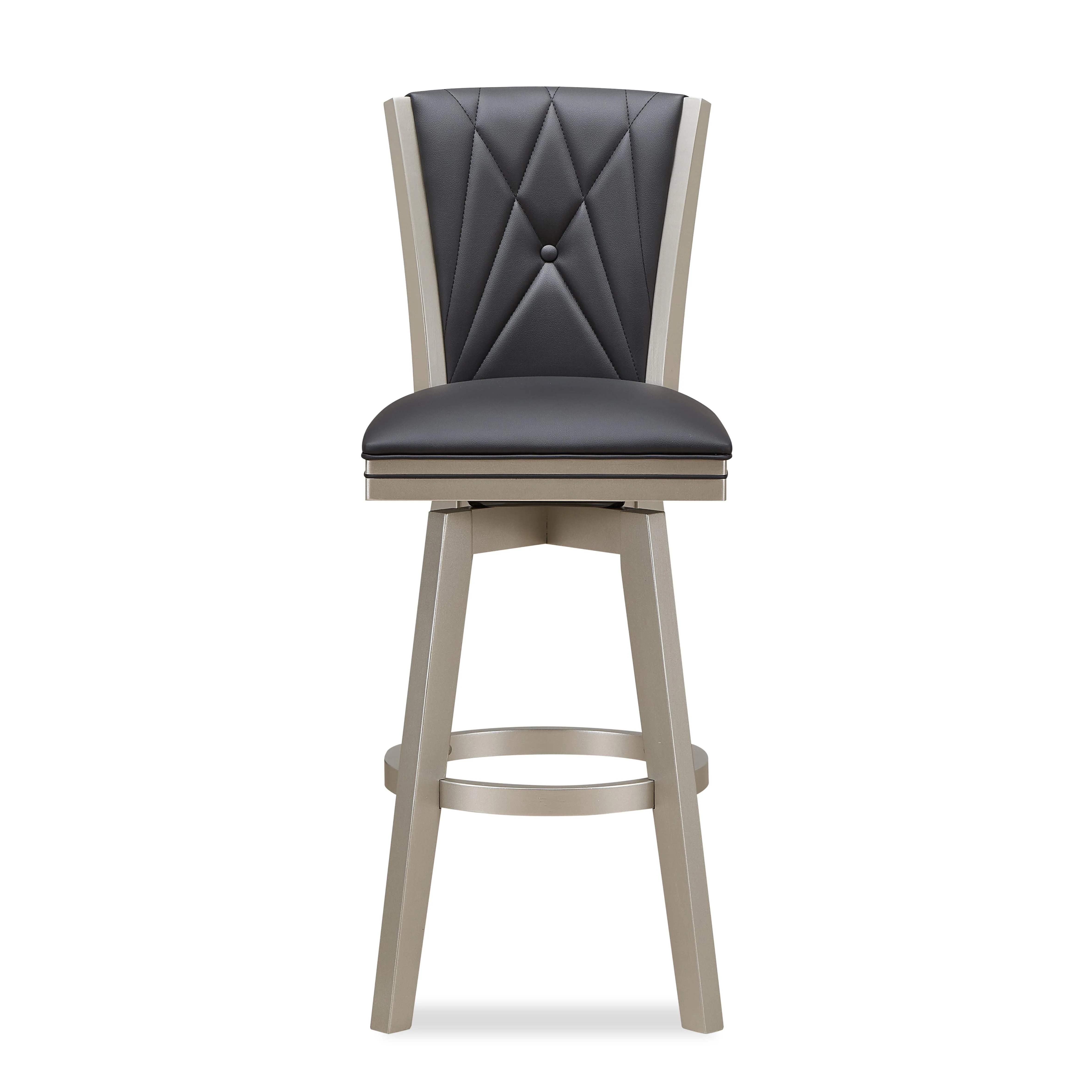 BERKELY 30" SWIVEL BAR STOOL-BLACK/PLATINUM - Image 3