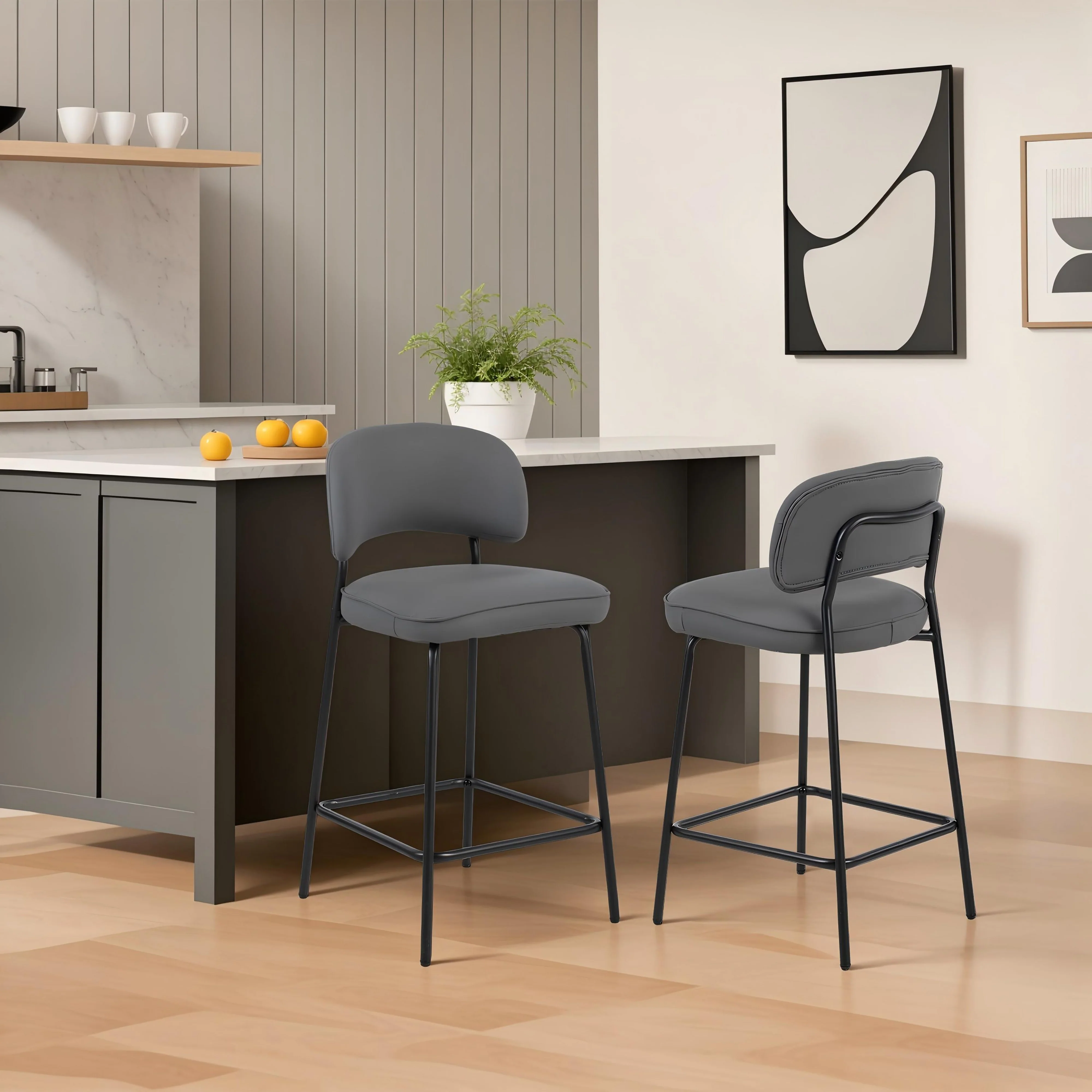 Blythe Gray Vegan Leather Counter Chair (2 Per Carton) - Image 9