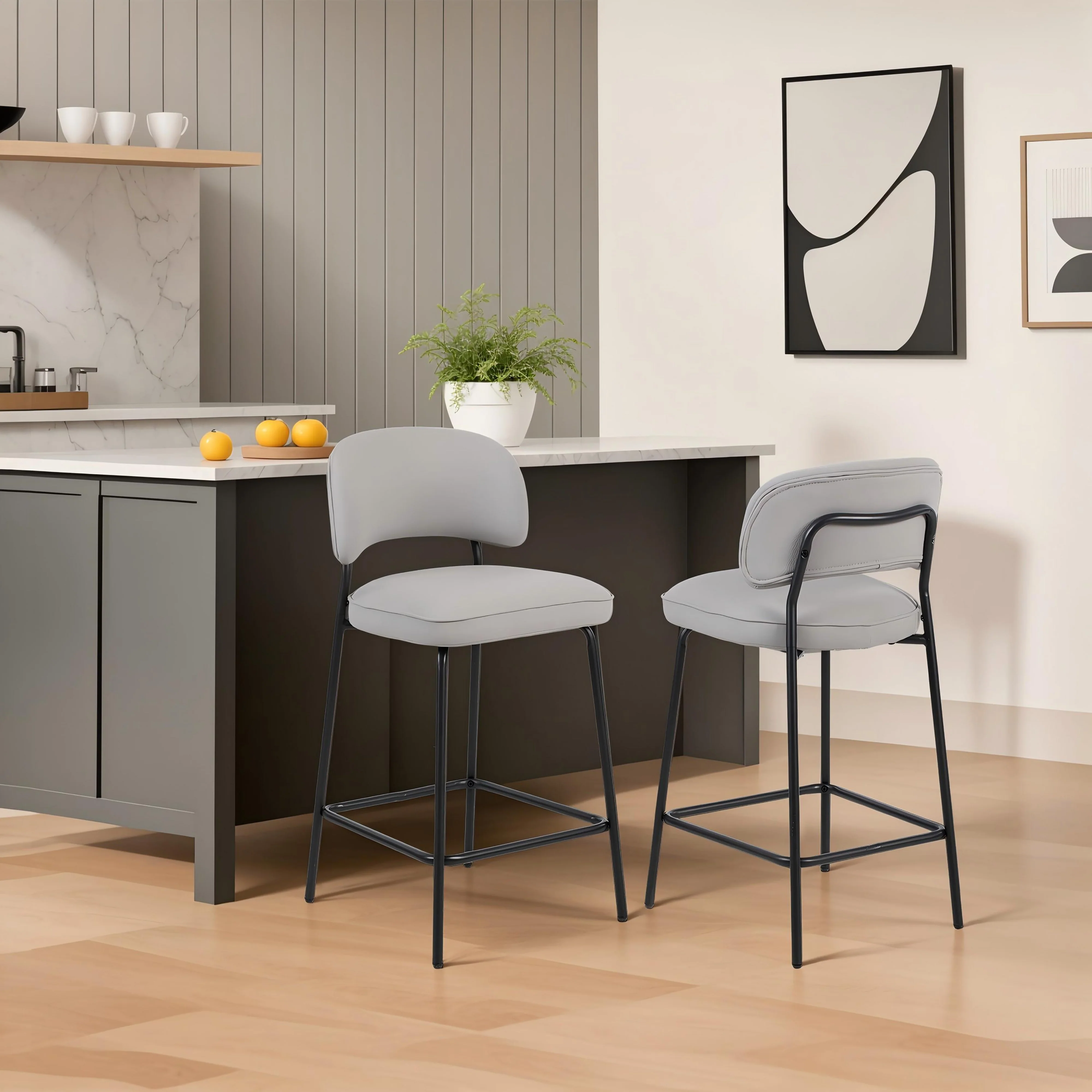 Blythe Ivory Vegan Leather Counter Chair (2 Per Carton) - Image 9