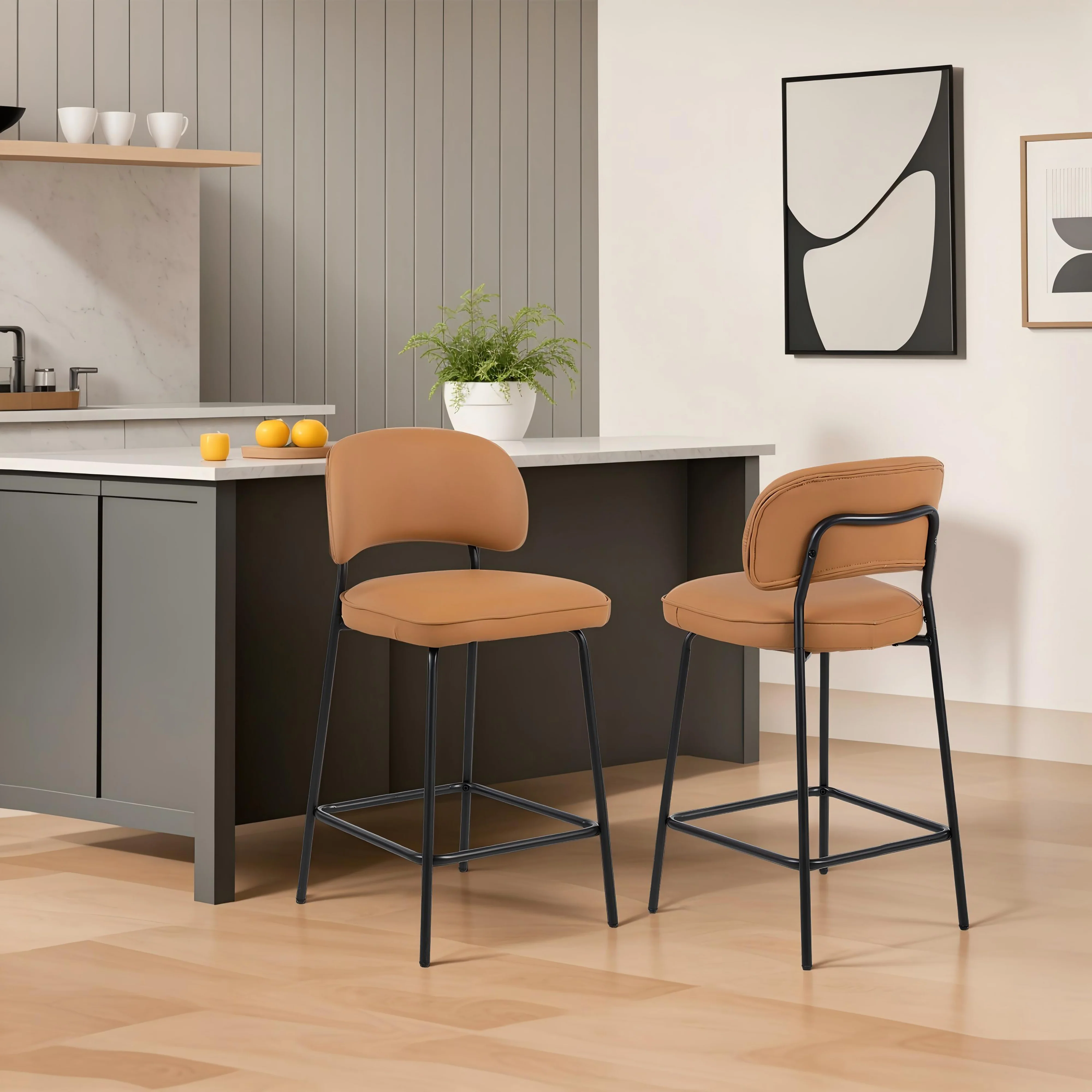 Blythe Orange Vegan Leather Counter Chair (2 Per Carton) - Image 9