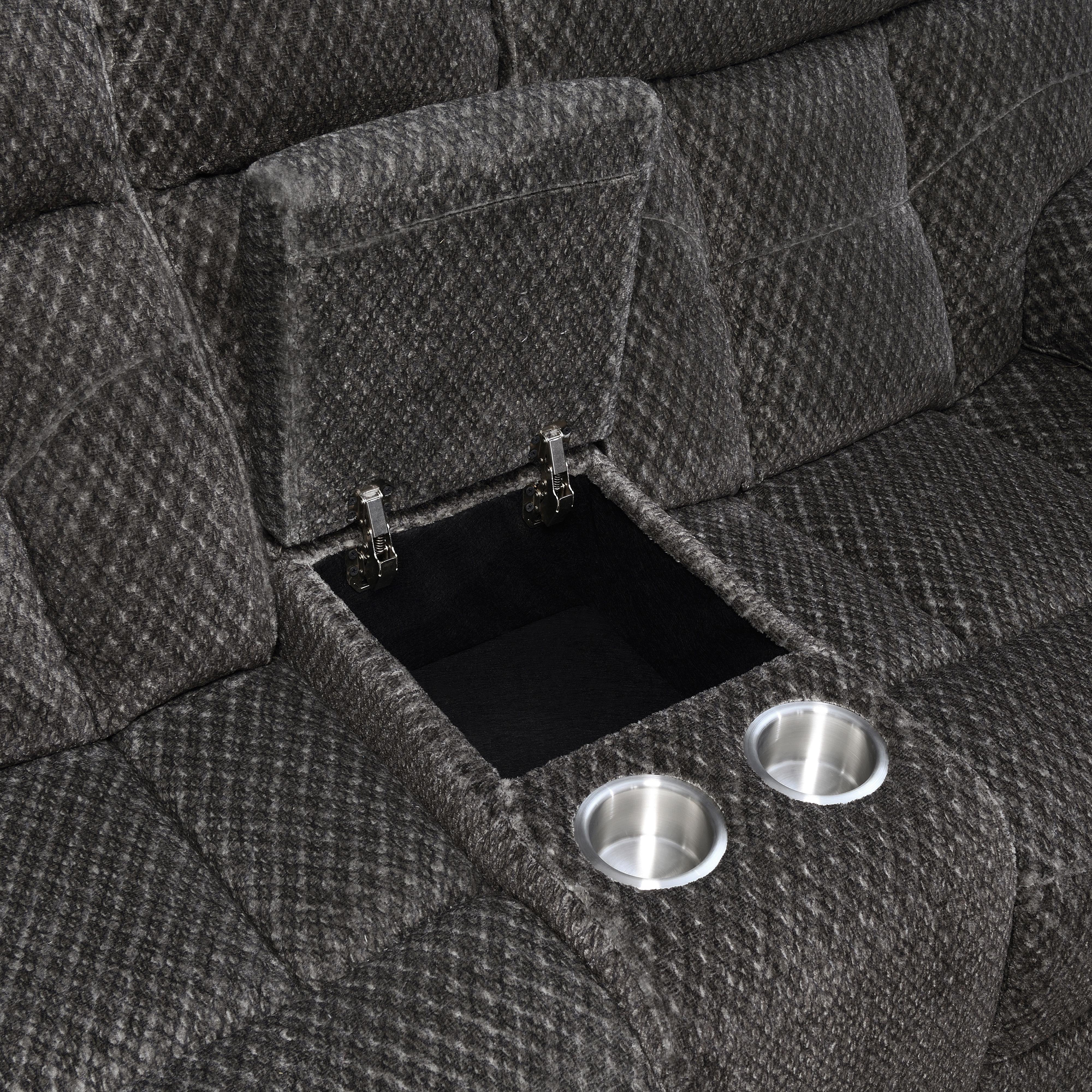 BRAVO CONSOLE LOVESEAT W/ DUAL RECLINERS-CHARCOAL - Image 4