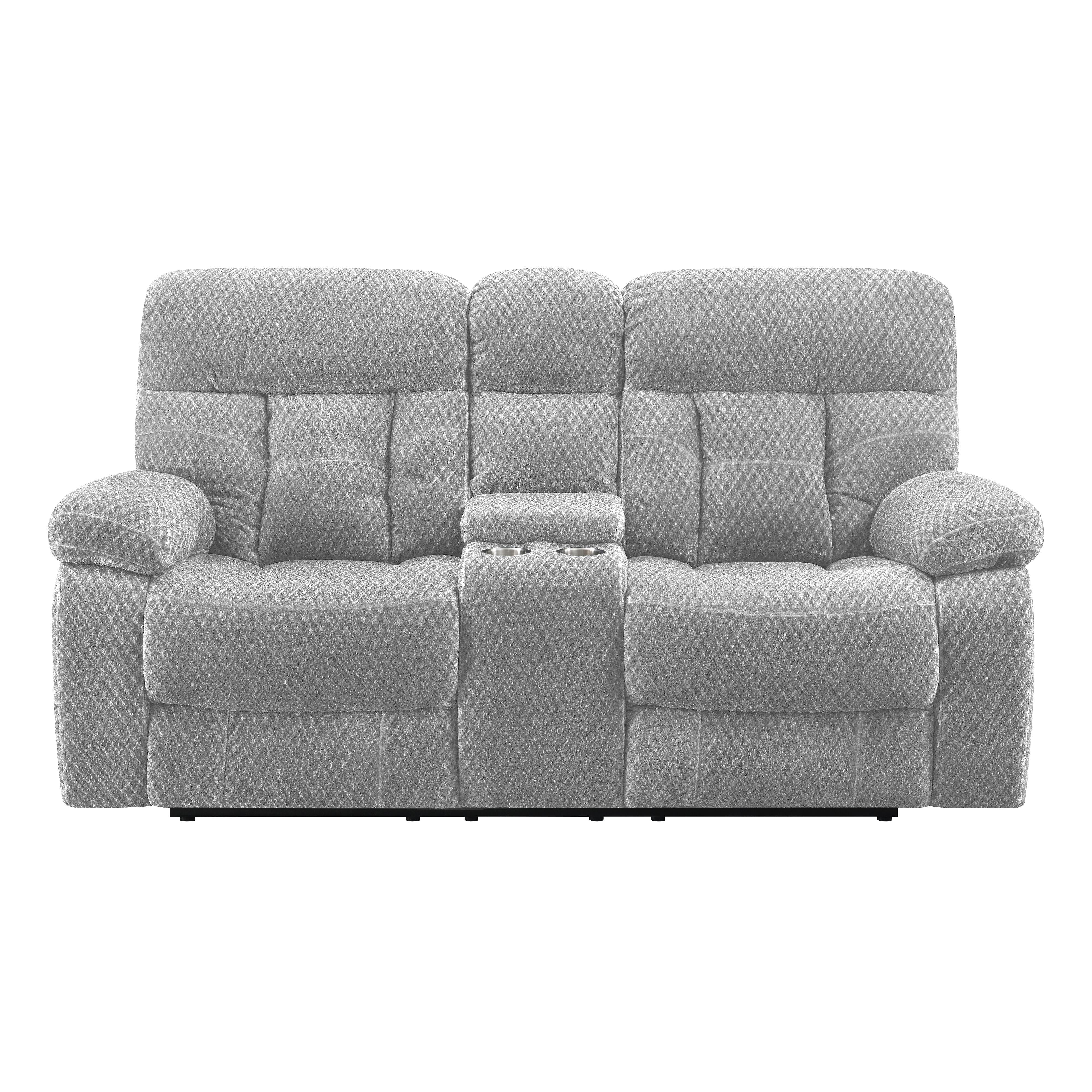 BRAVO CONSOLE LOVESEAT W/ DUAL RECLINERS-STONE - Image 2