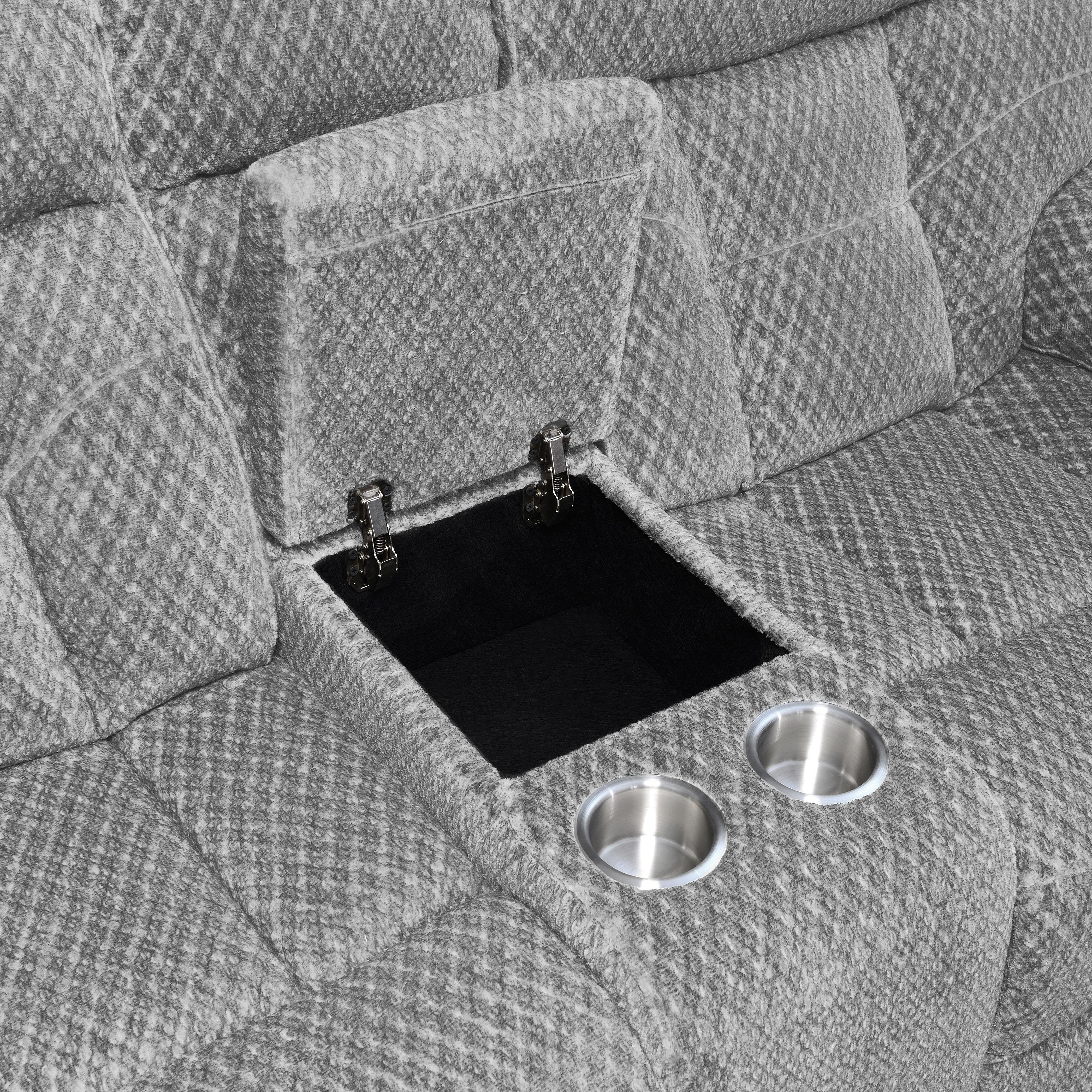 BRAVO CONSOLE LOVESEAT W/ DUAL RECLINERS-STONE - Image 4