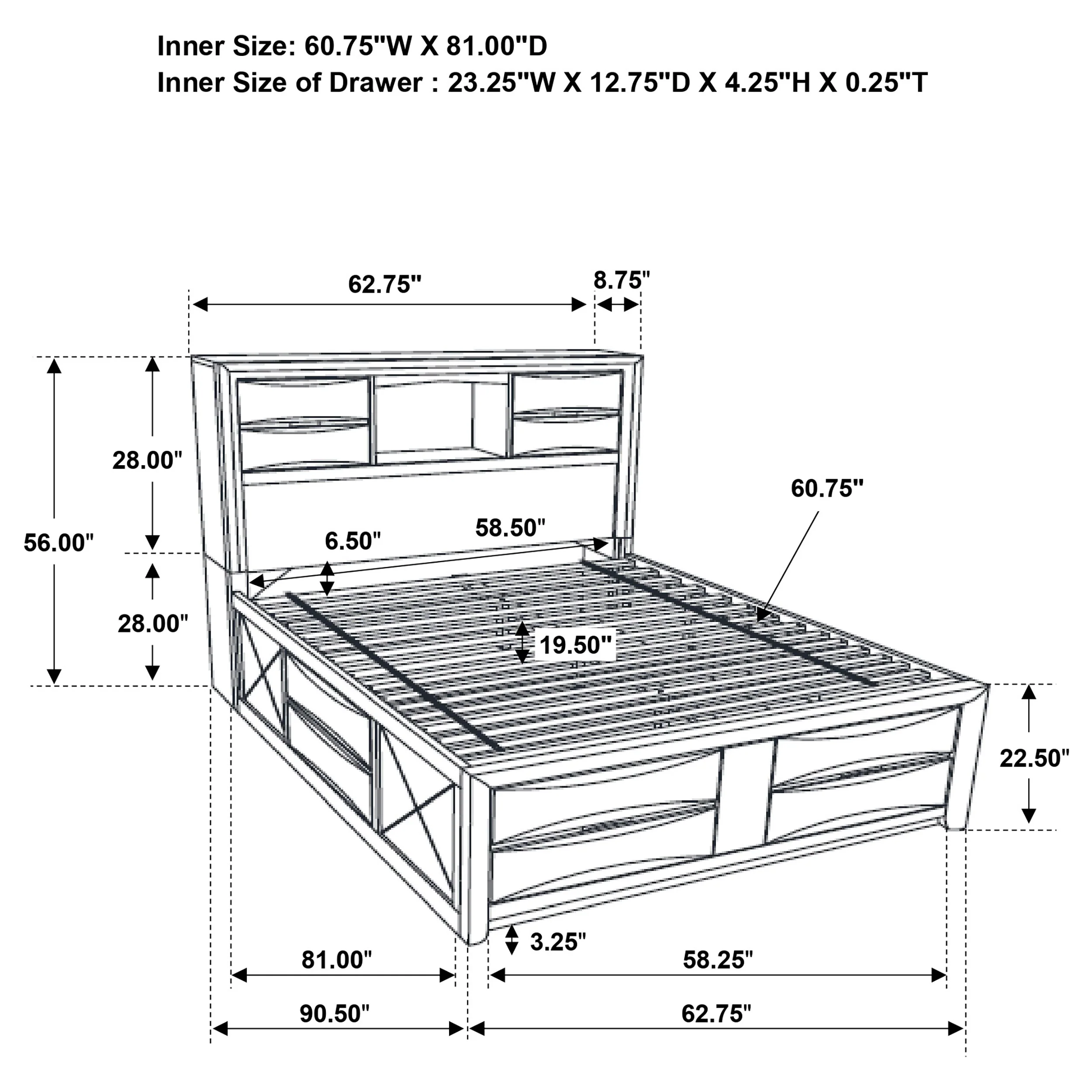 Briana Bookcase Platform Storage Bed - Image 10