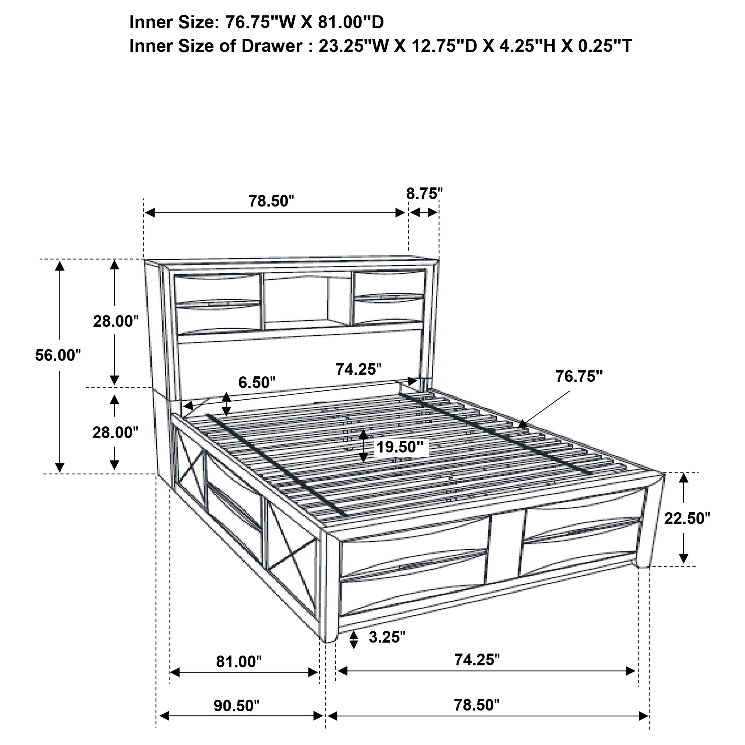 Briana Bookcase Platform Storage Bed - Image 20
