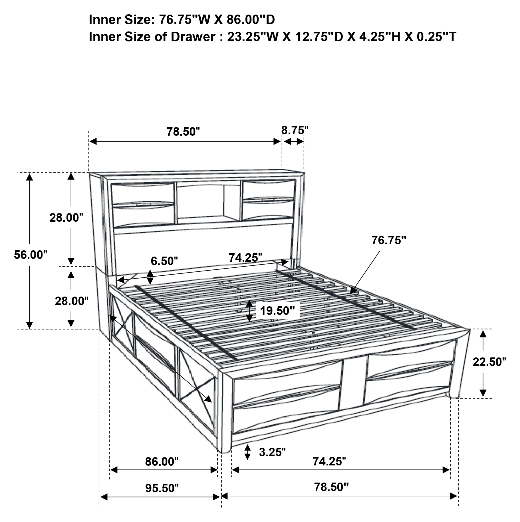 Briana Bookcase Platform Storage Bed - Image 29