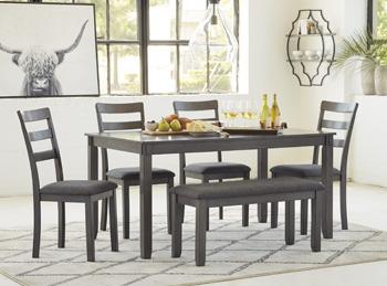 Bridson Dining Table and Chairs with Bench (Set of 6) - Image 3