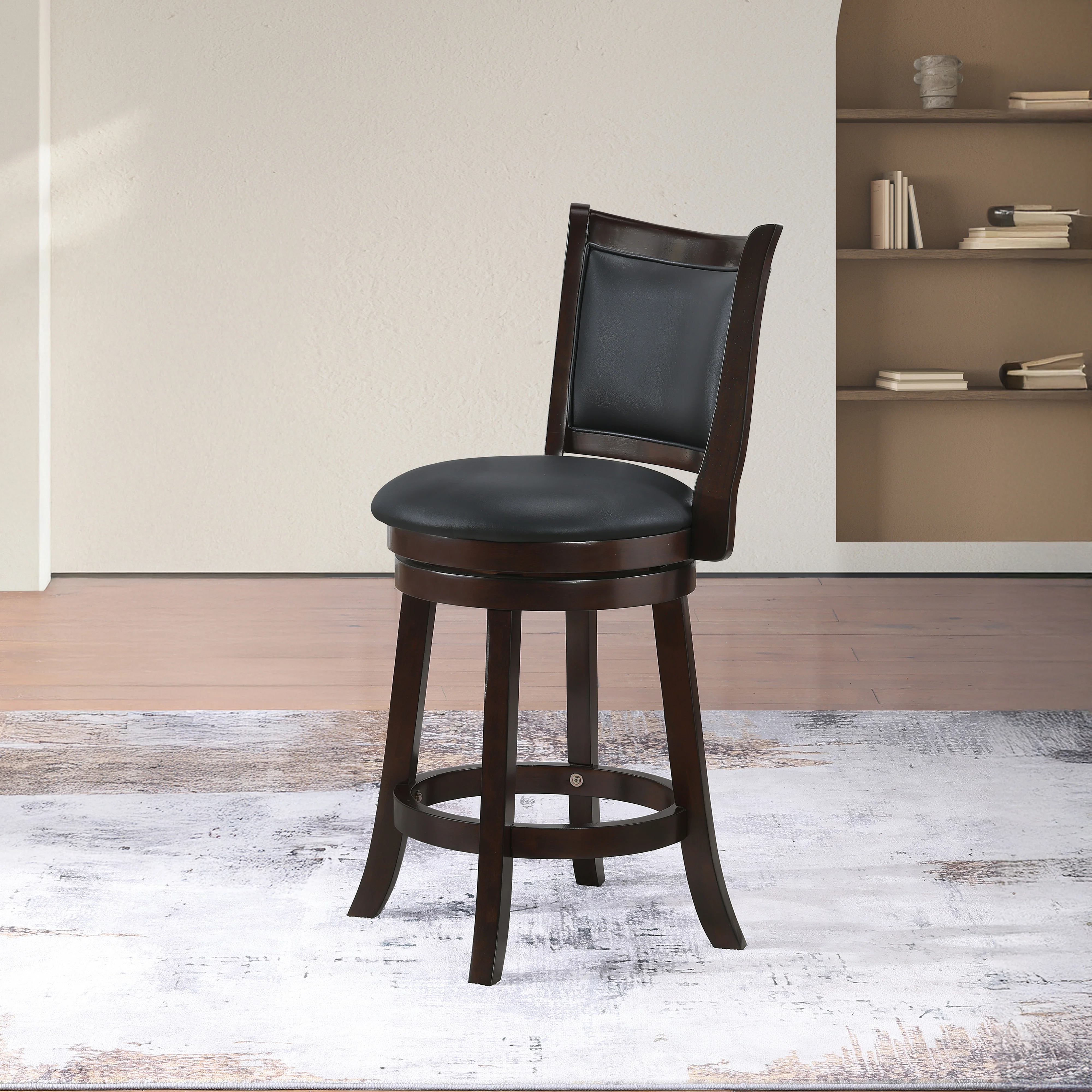 Bristol 24" Counter Stool W/Black Pu Cushions-Dk. Brown - Image 8
