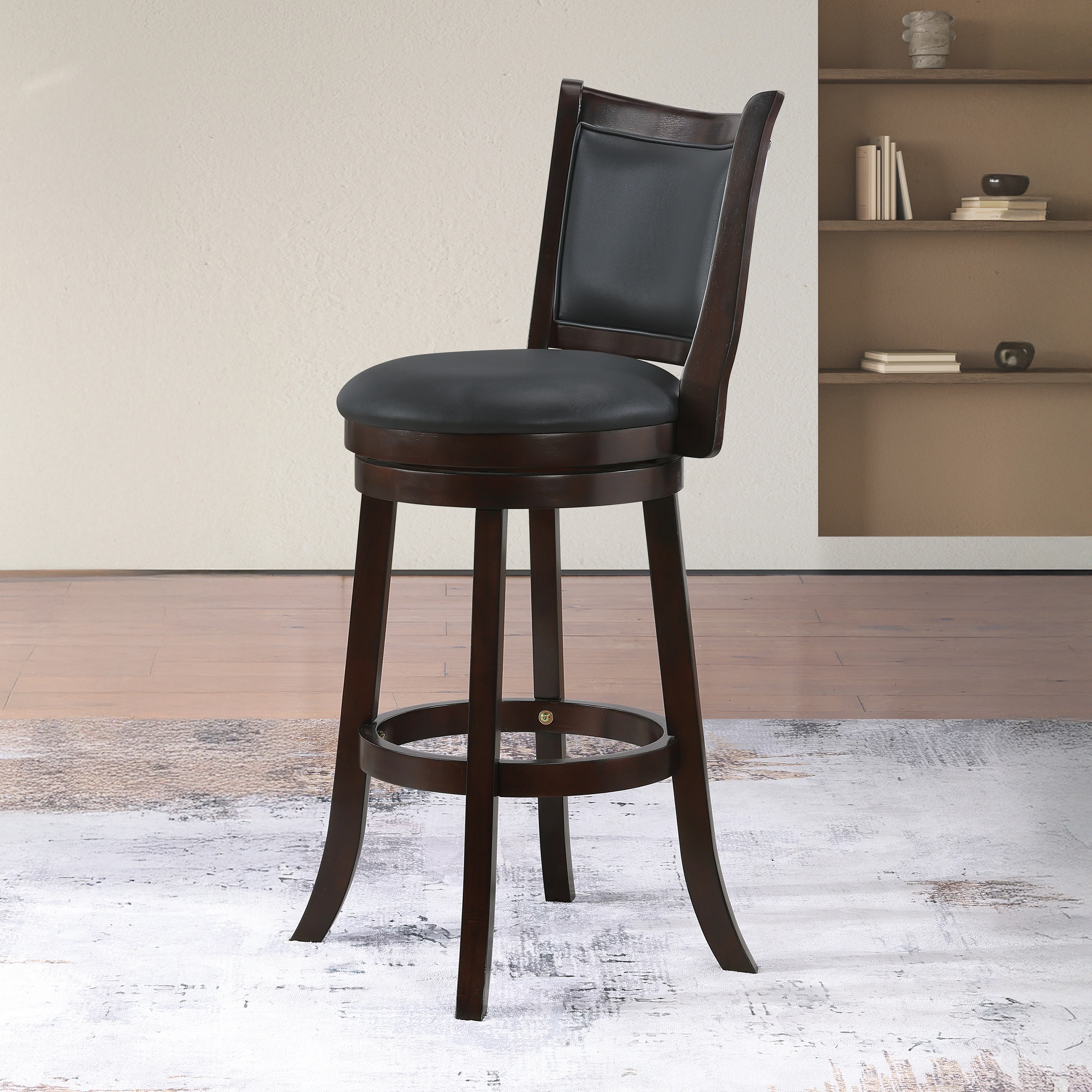 Bristol 29" Bar Stool W/Black Pu Cushions-Dk Brown - Image 8