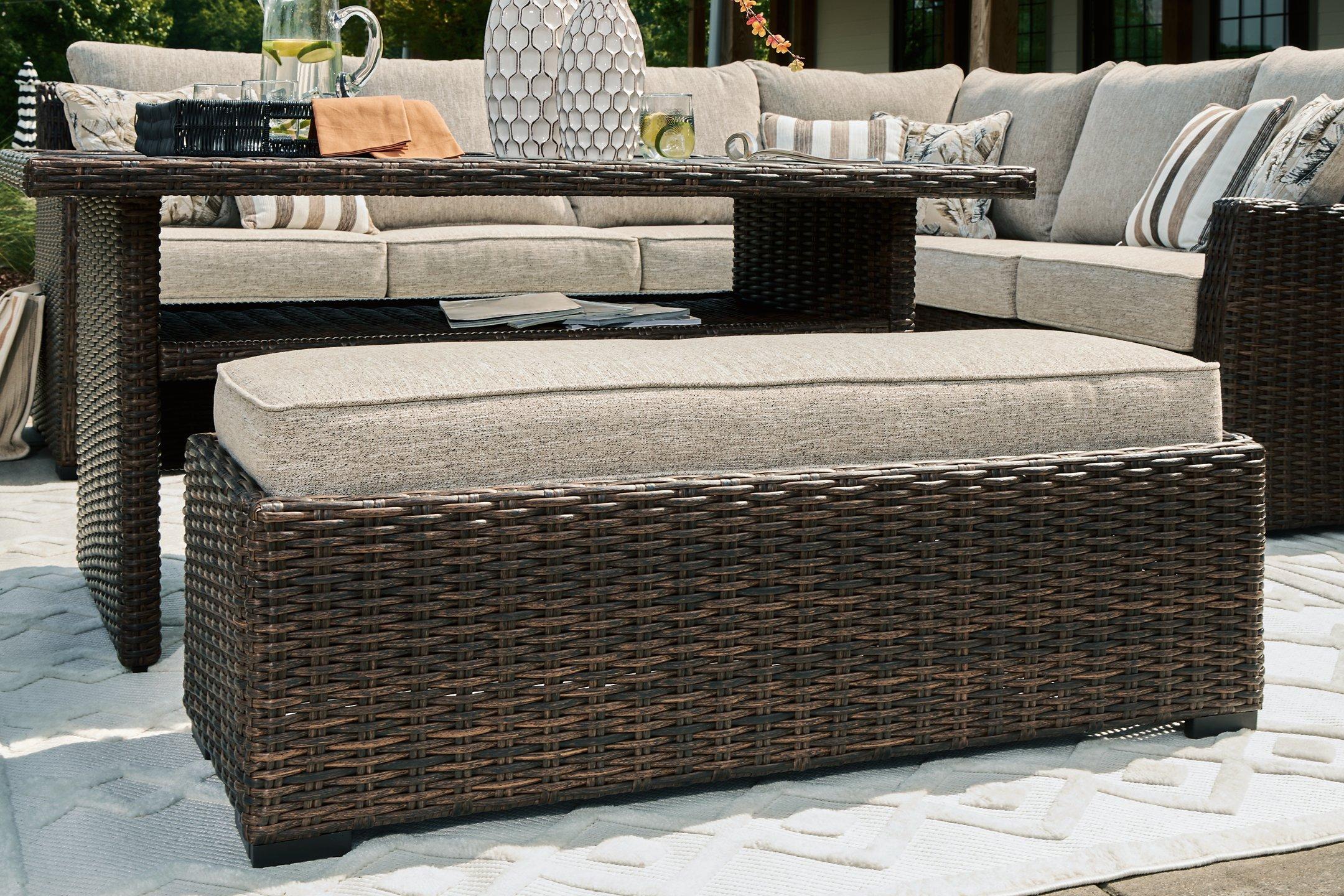 Brook Ranch Outdoor Sofa Sectional/Bench with Cushion (Set of 3) - Image 6