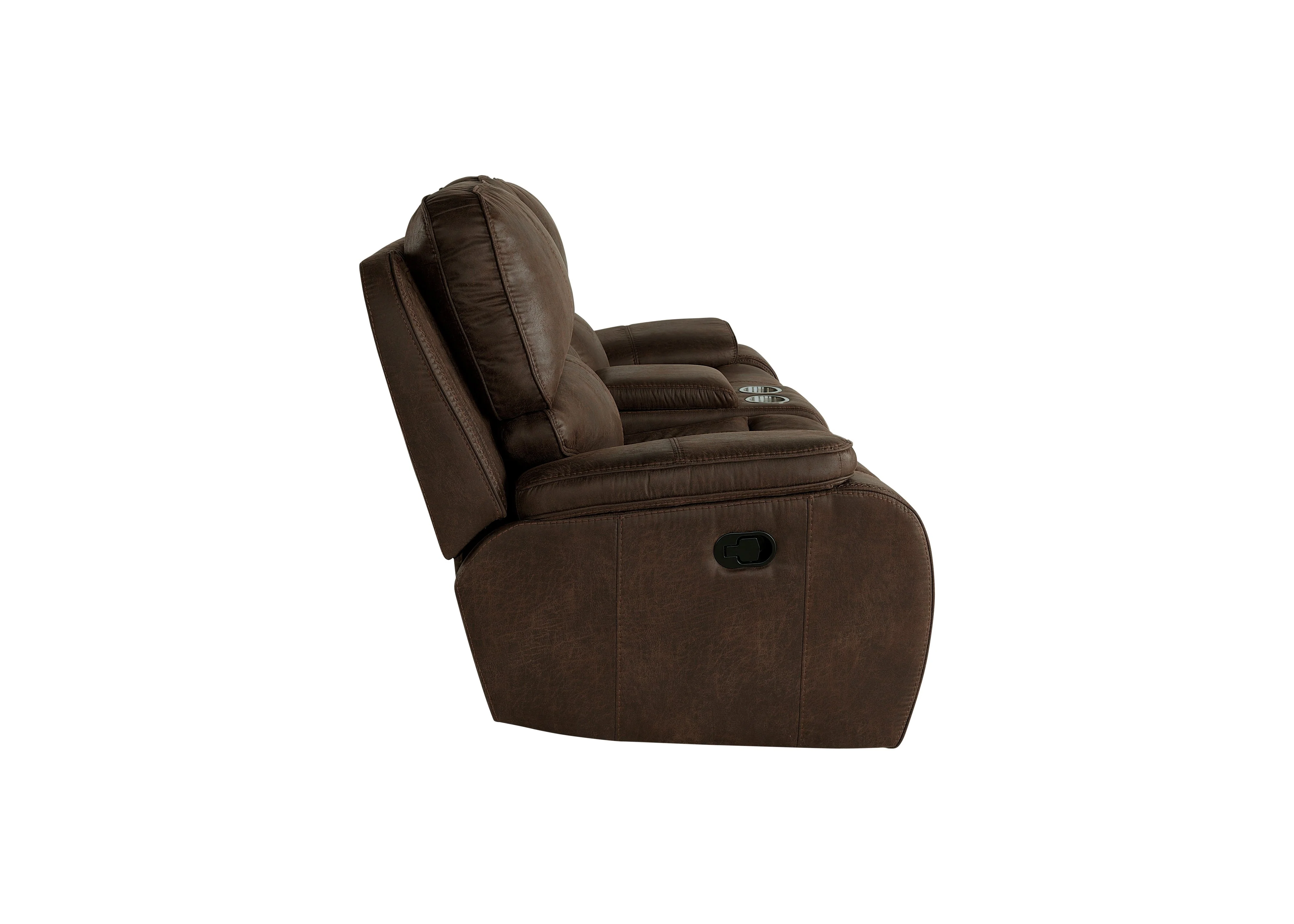 Brookings Console Loveseat W/ Dual Recliners-Brown - Image 3