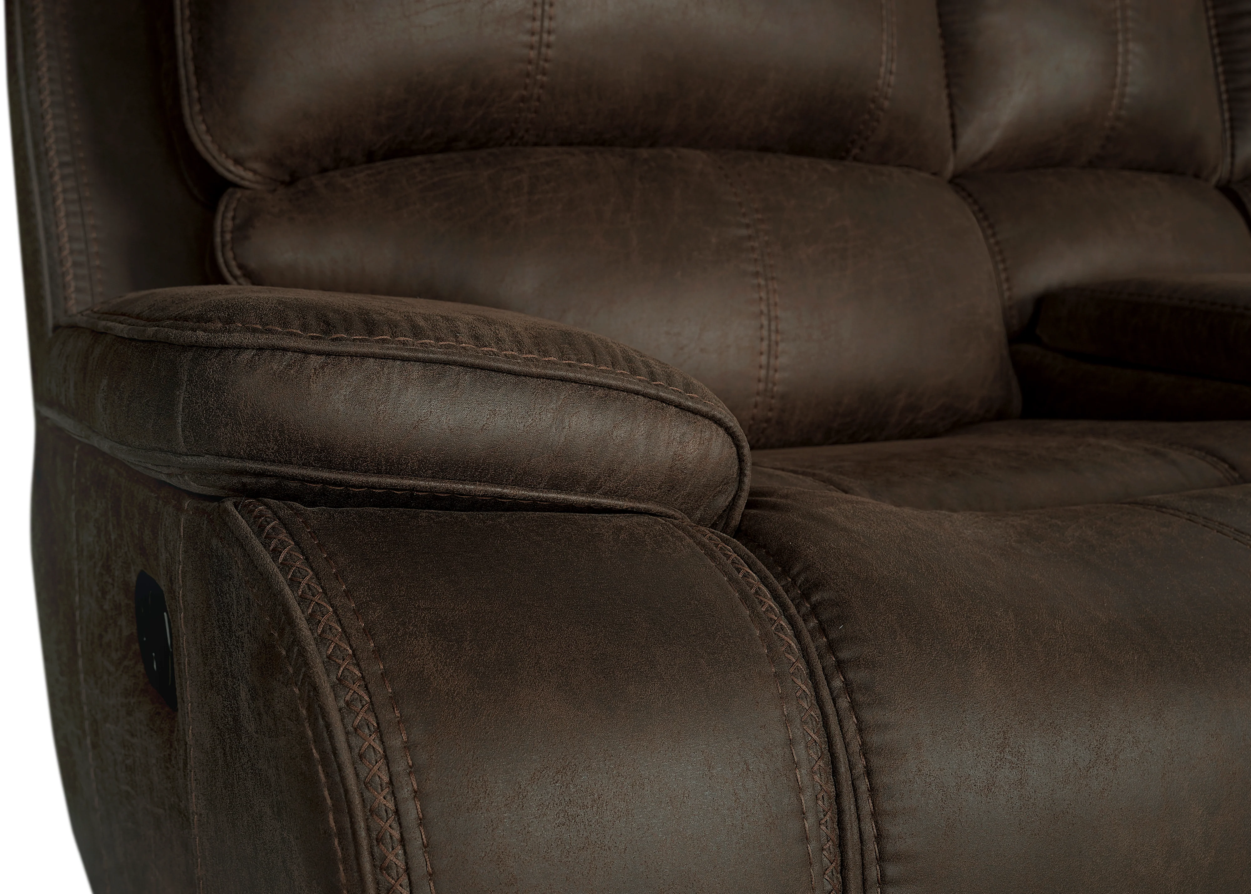Brookings Console Loveseat W/ Dual Recliners-Brown - Image 7