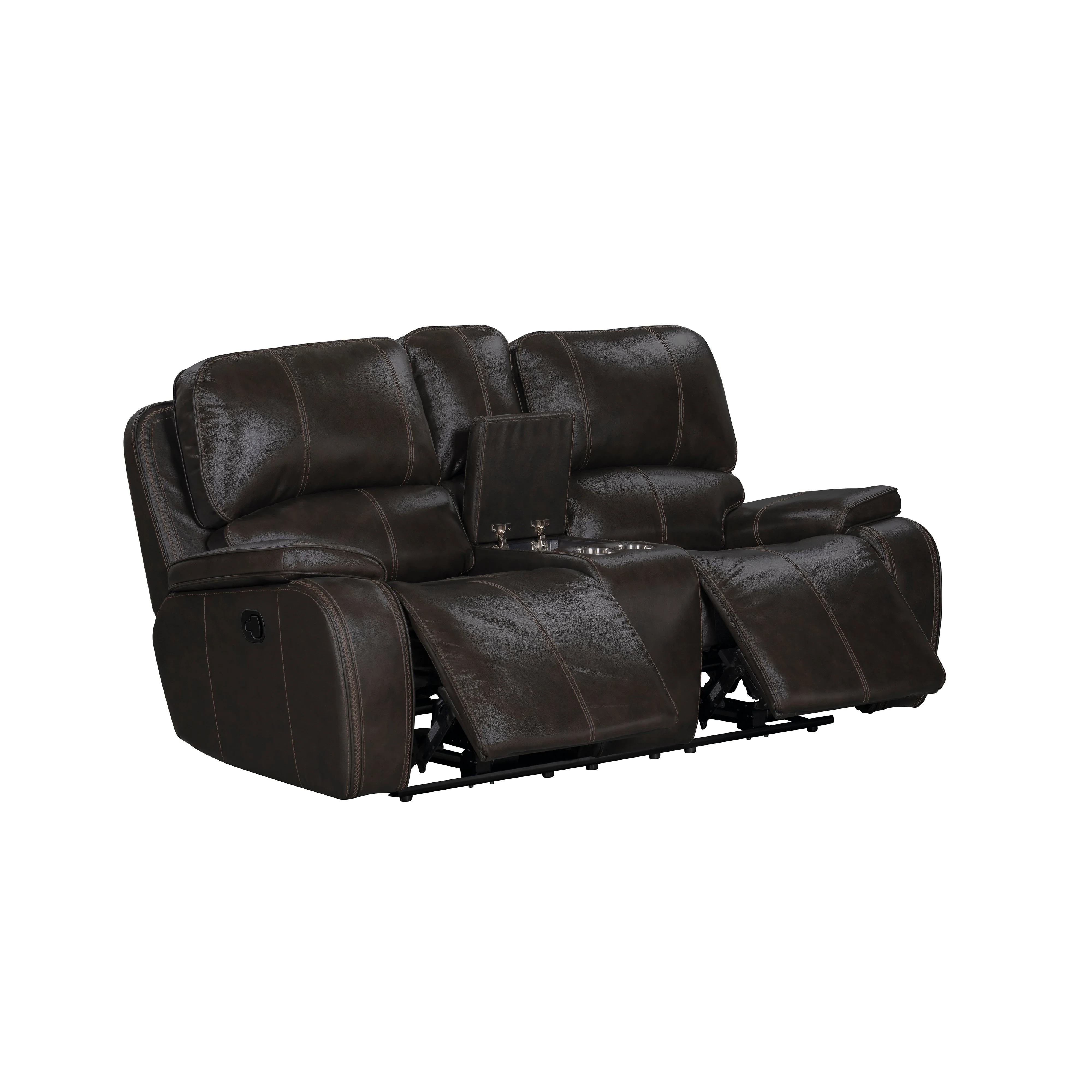 Brookings Console Loveseat W/ Dual Recliners-Charcoal - Image 3