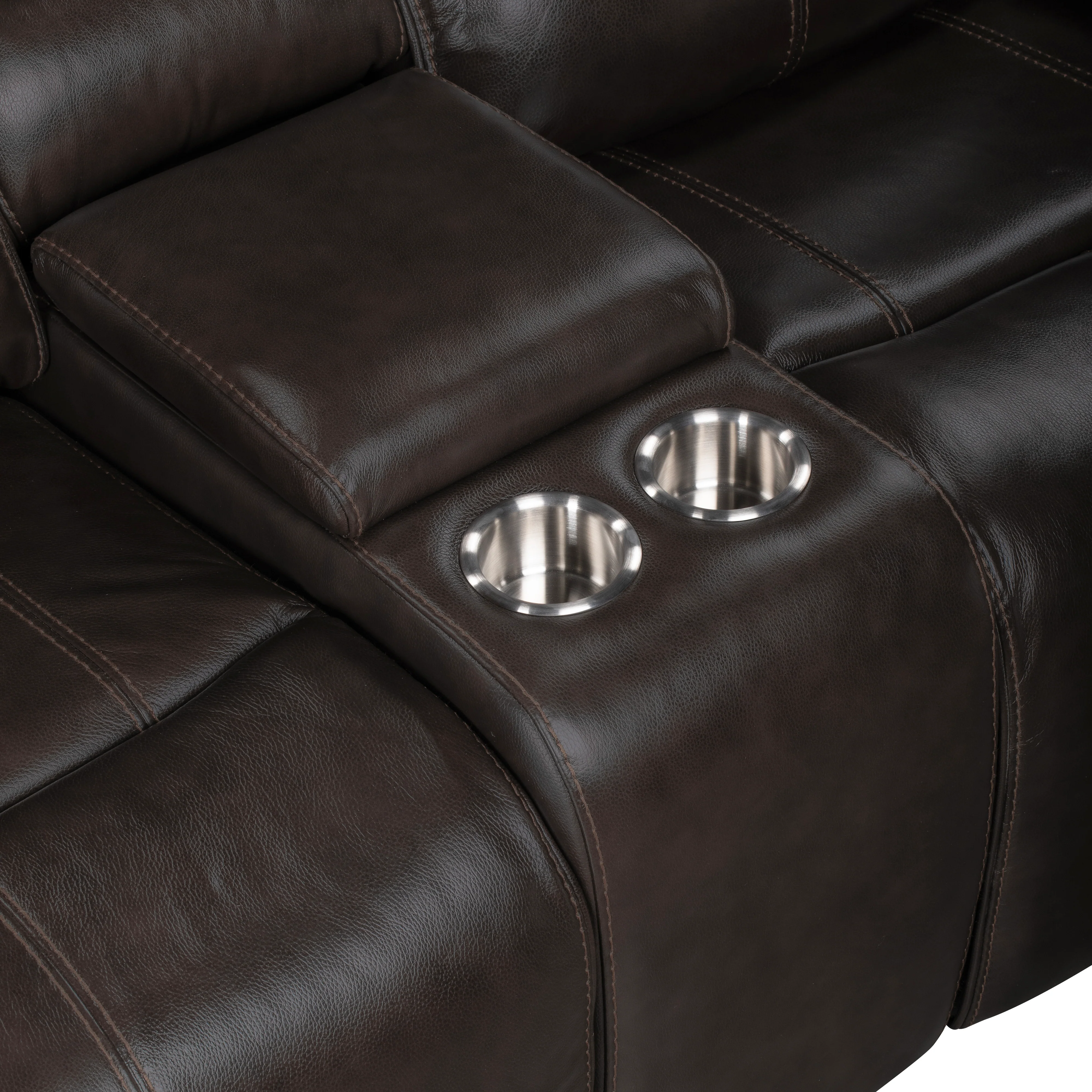 Brookings Console Loveseat W/ Dual Recliners-Charcoal - Image 8