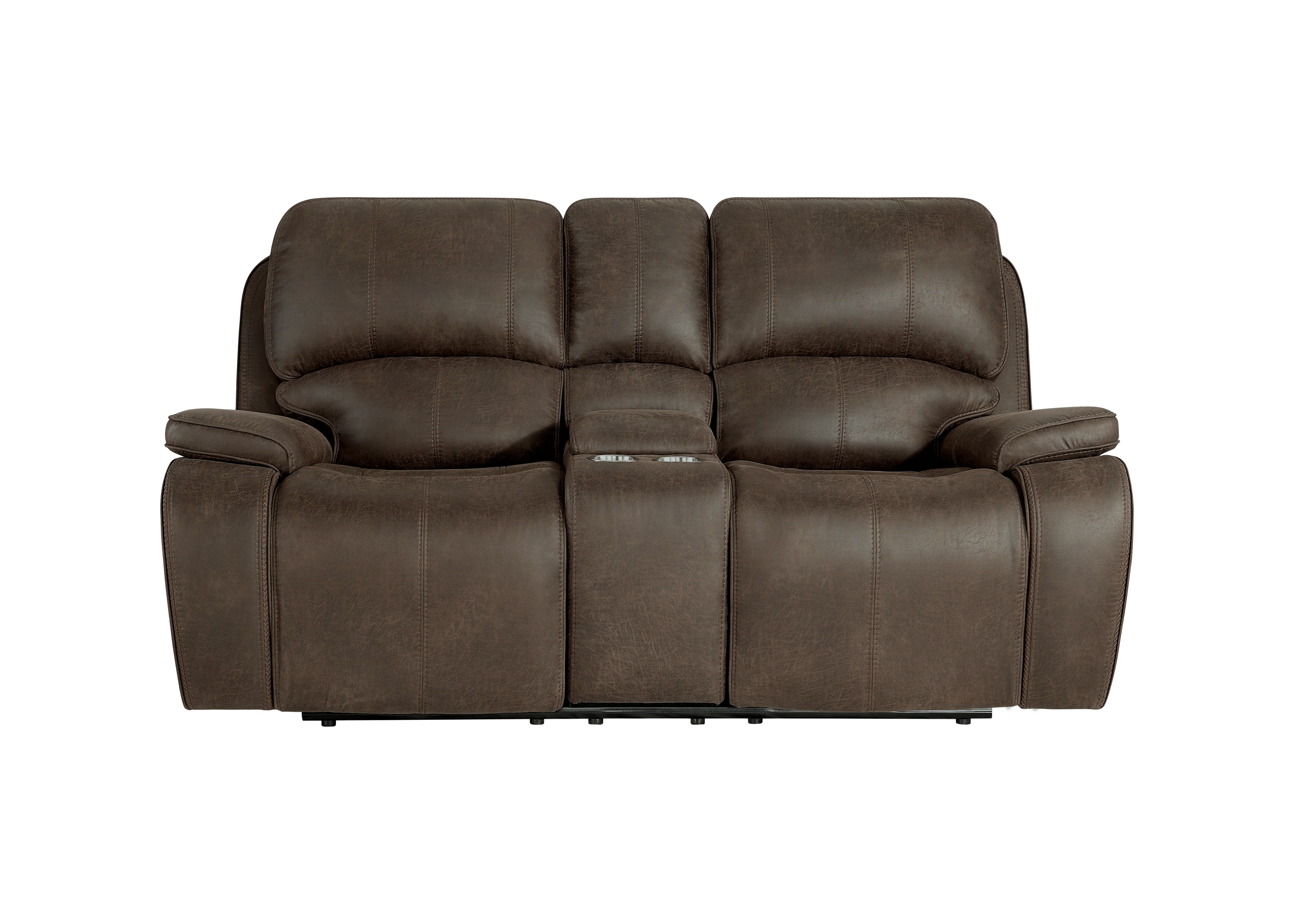 Brookings Console Loveseat W/Pwr Hr & Fr-Brown - Image 2