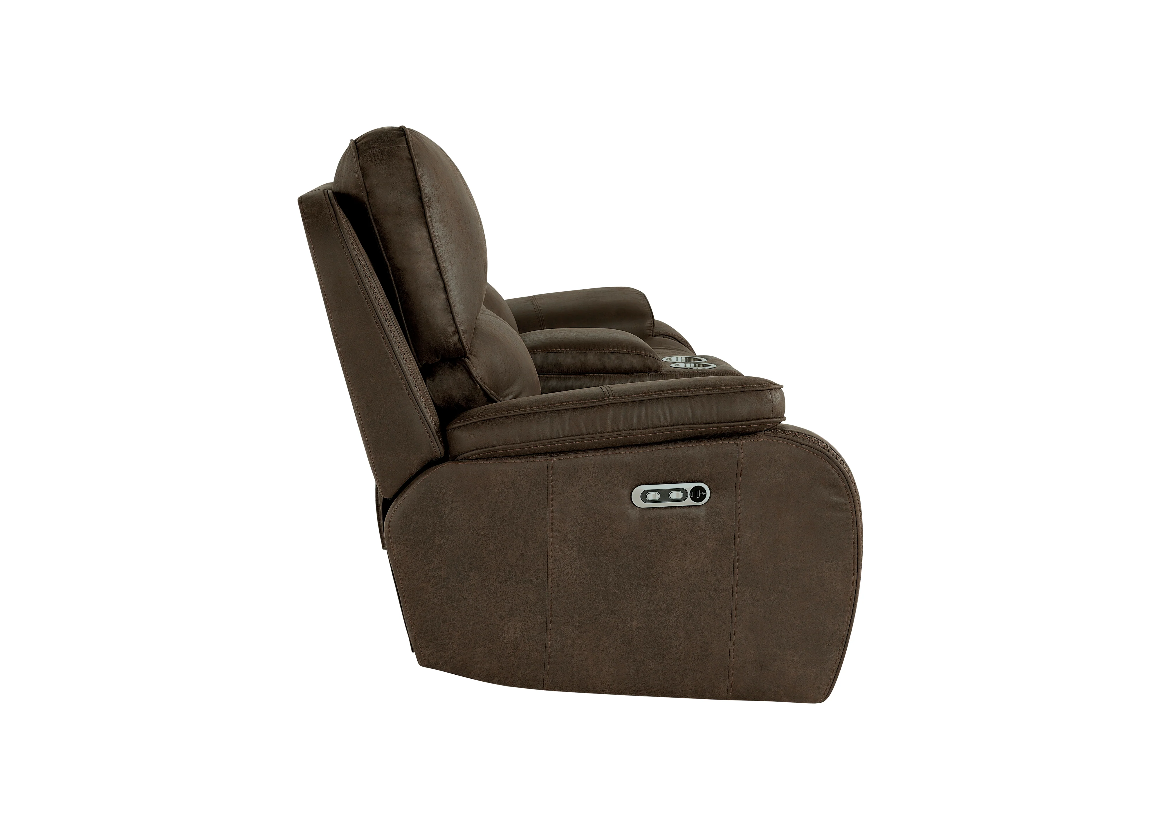 Brookings Console Loveseat W/Pwr Hr & Fr-Brown - Image 3