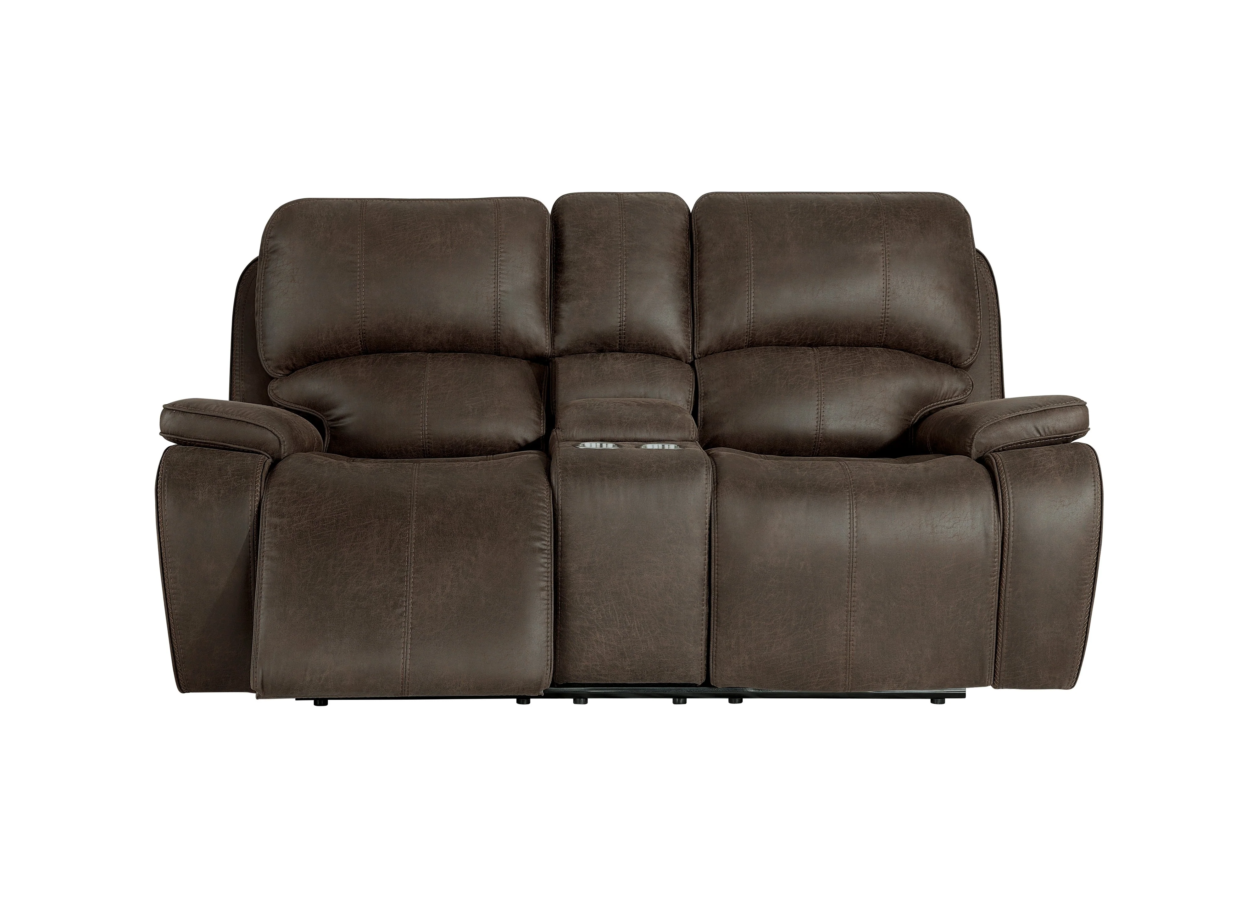 Brookings Console Loveseat W/Pwr Hr & Fr-Brown - Image 5